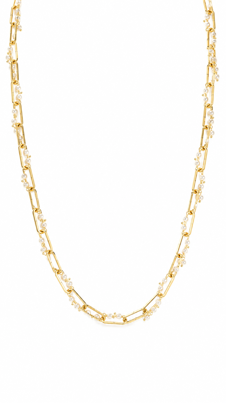 Pearl Paperclip Necklace | 18K Gold Filled