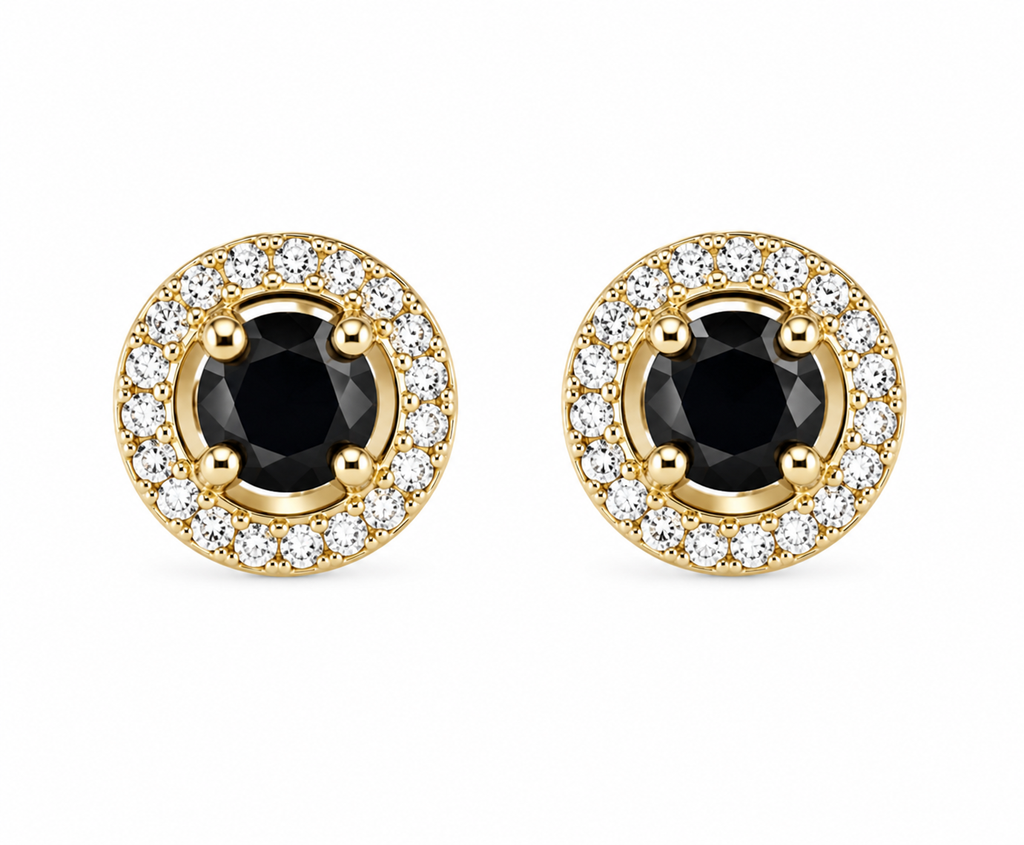 Mancerat Midnight Halo Jewelry Set – Sterling Silver (Pendant & Earrings)