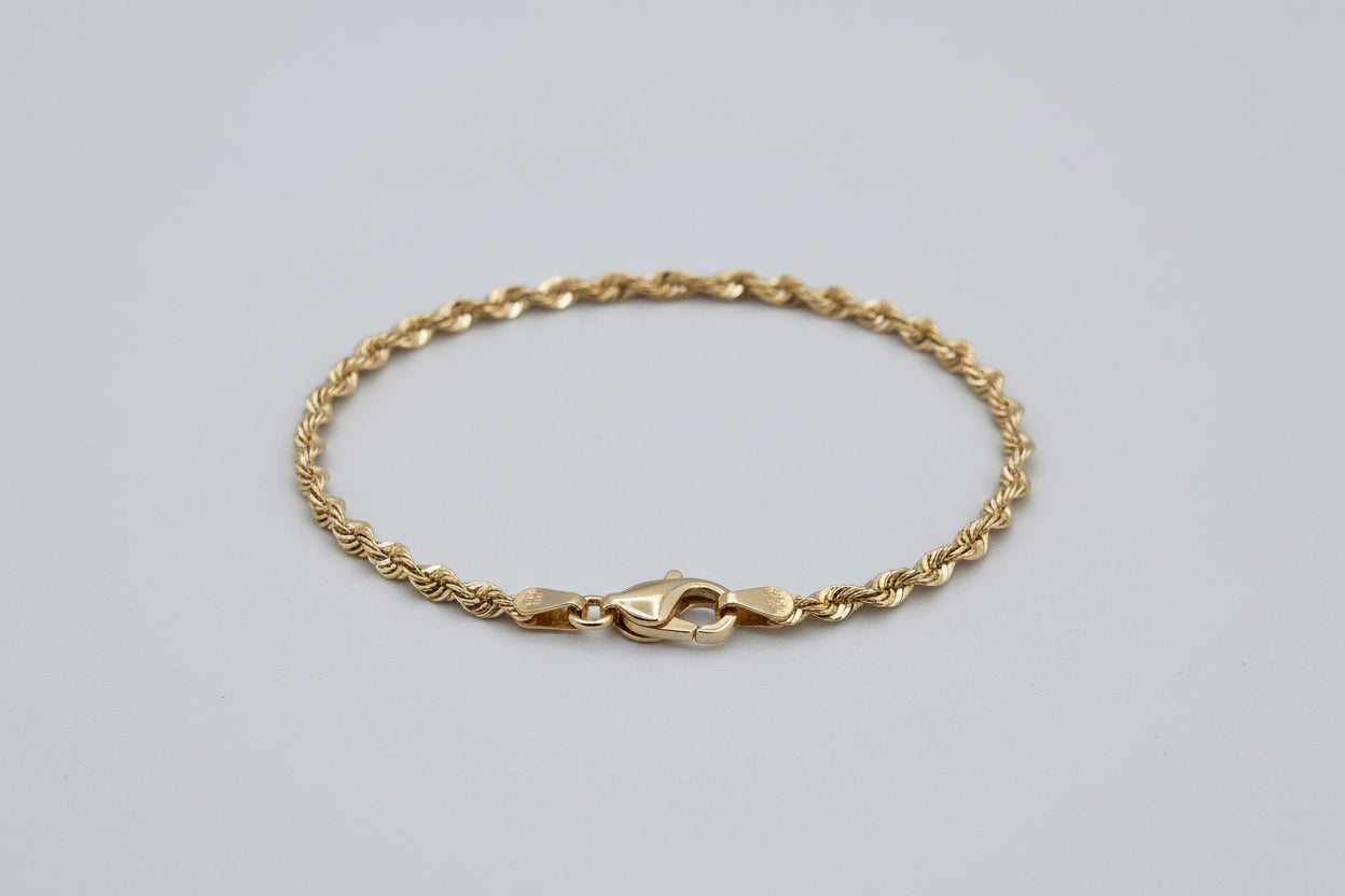 10K Gold Rope Bracelet (7.25”)