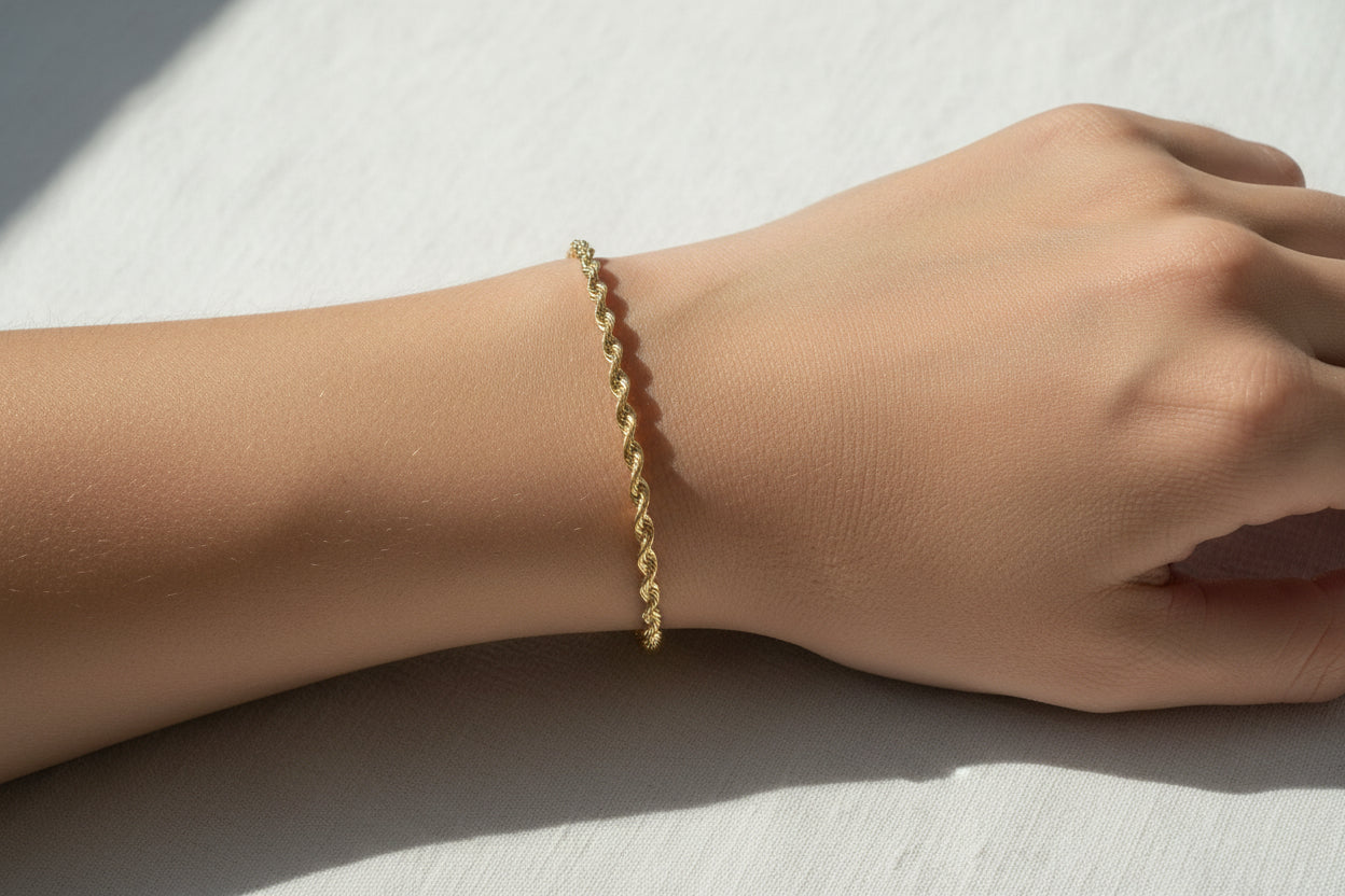 10K Gold Rope Bracelet (7.25”)