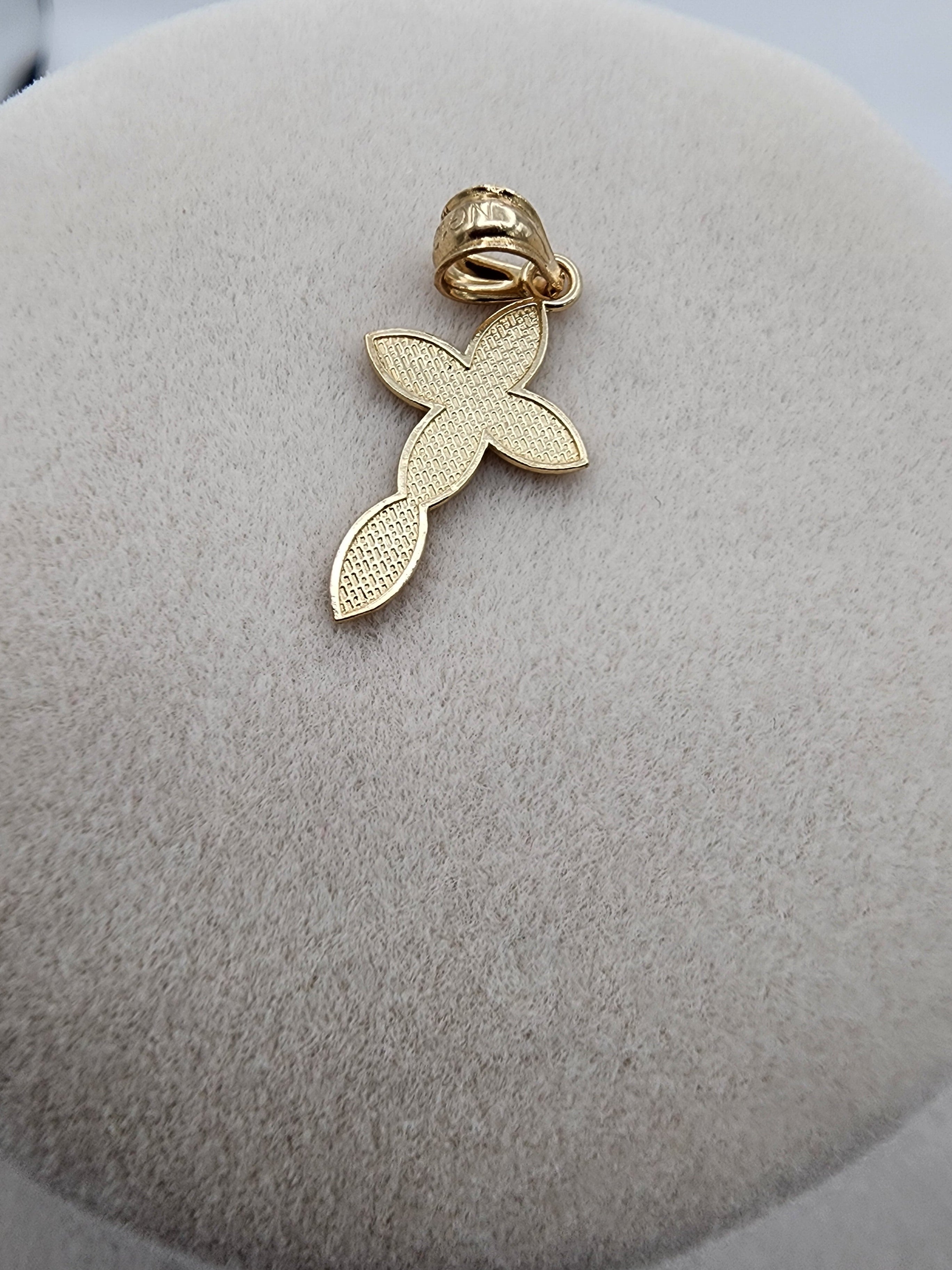 10K Solid Gold Cross Pendant – Marquise Design
