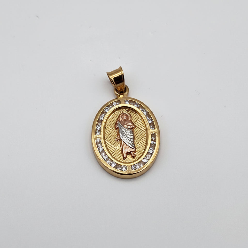 10K Solid Gold St. Jude Pendant – Oval Medal (24.9 mm)
