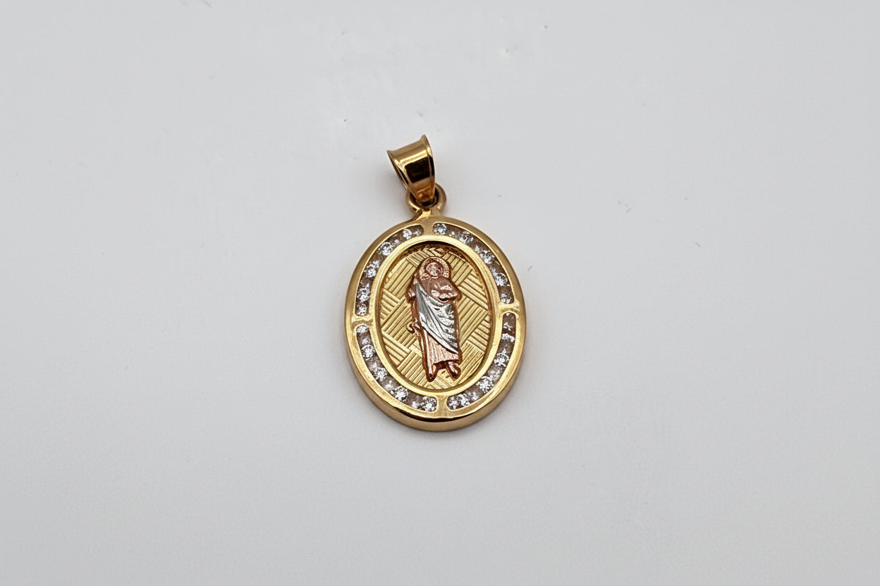 10K Solid Gold St. Jude Pendant – Oval Medal (24.9 mm)