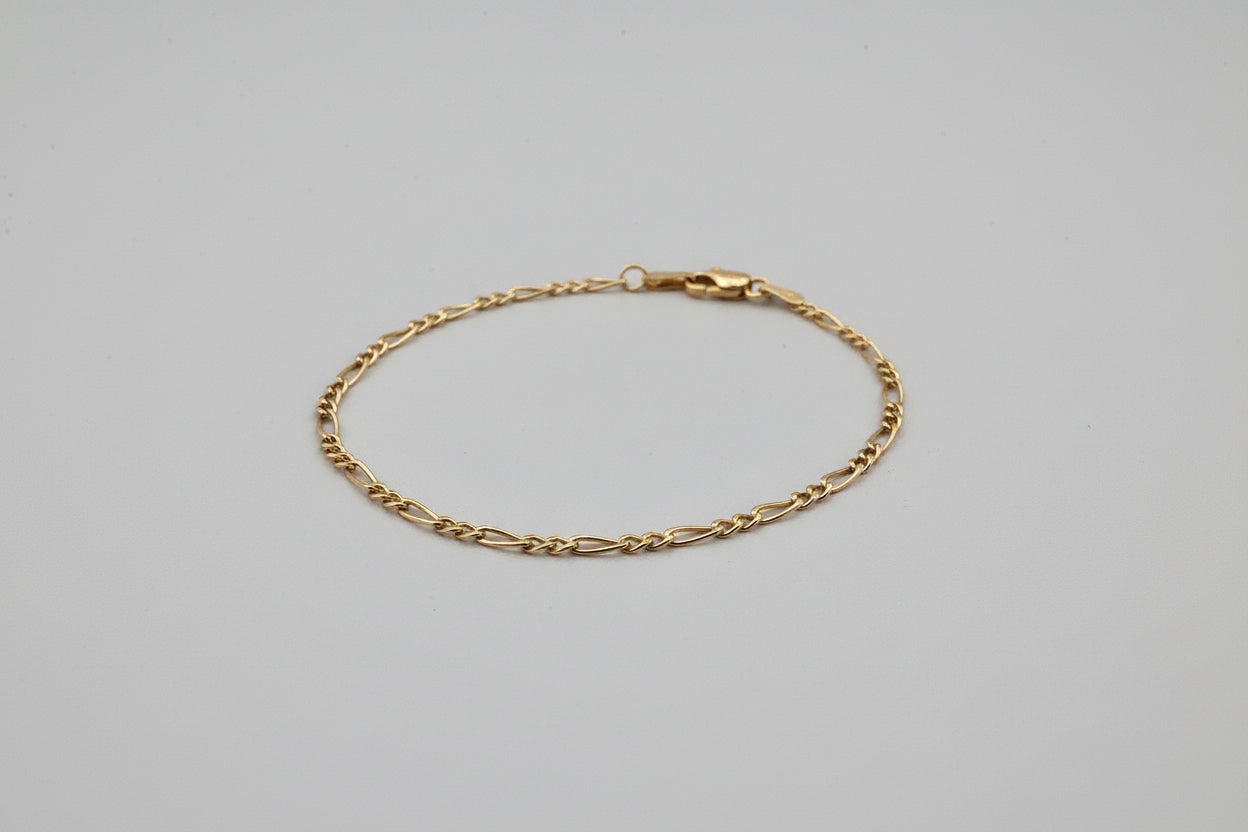 10K Solid Gold Figaro Bracelet (8”)