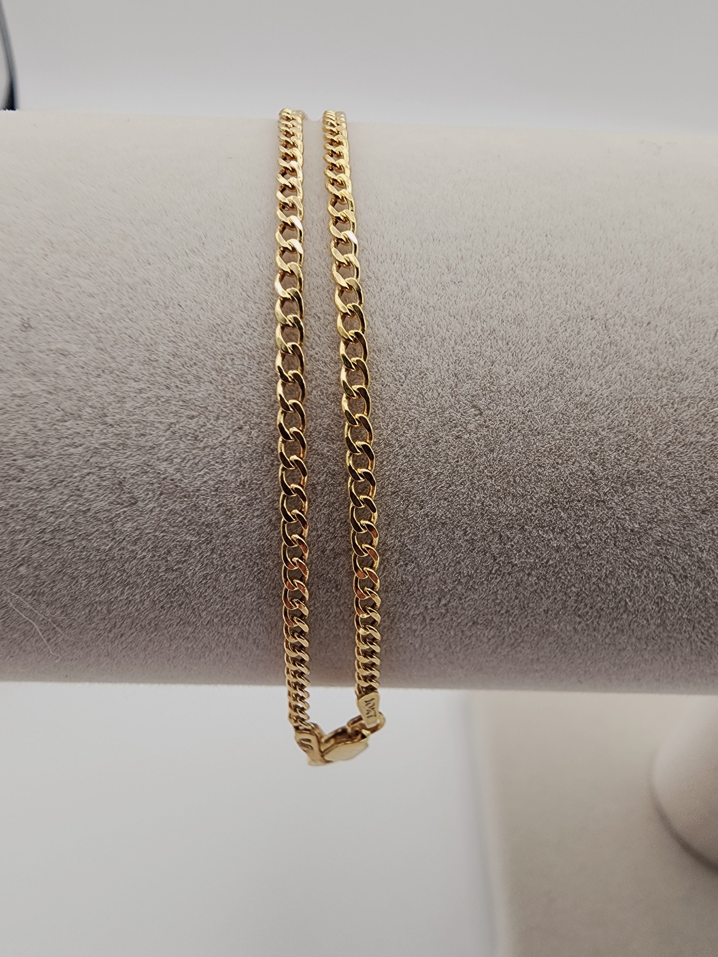 10K Gold Curb Chain Bracelet (8.25”, 2 mm)