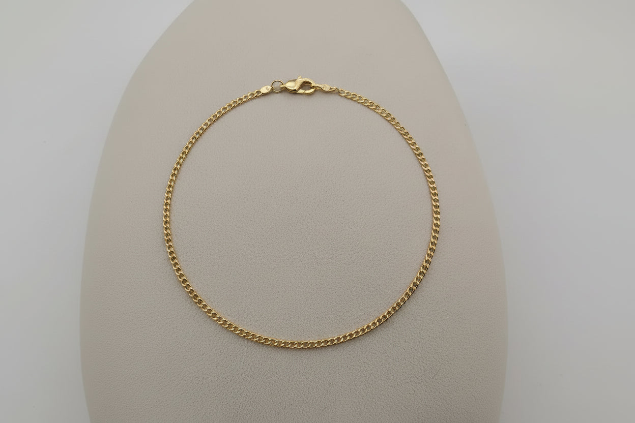 10K Gold Curb Chain Bracelet (8.25”, 2 mm)