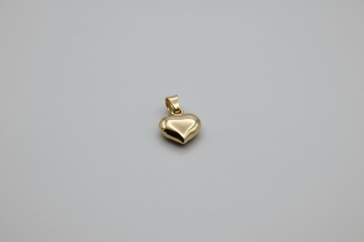 14K Gold Puff Heart Pendant