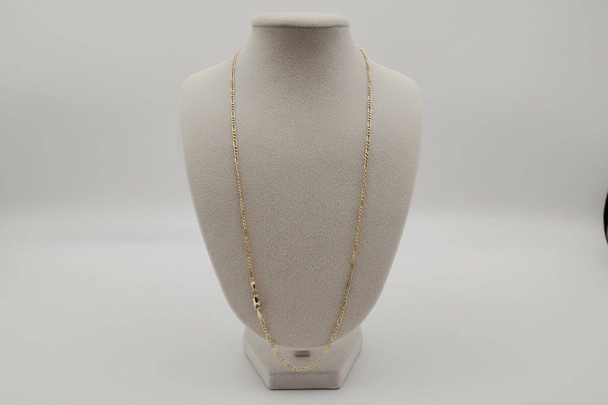 10K Yellow Gold Figaro Chain (2 mm, 20")