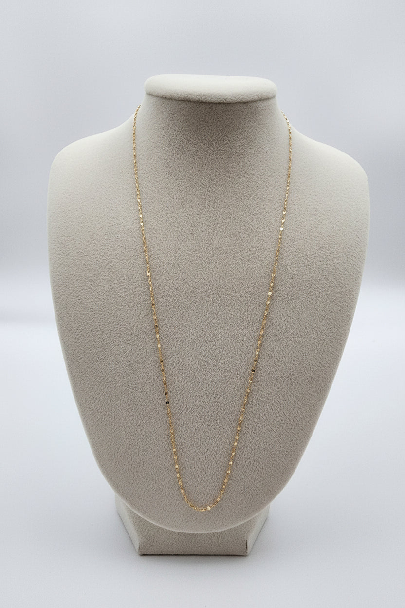 10K Gold Mirror Station Chain (18”, 1.2 mm)