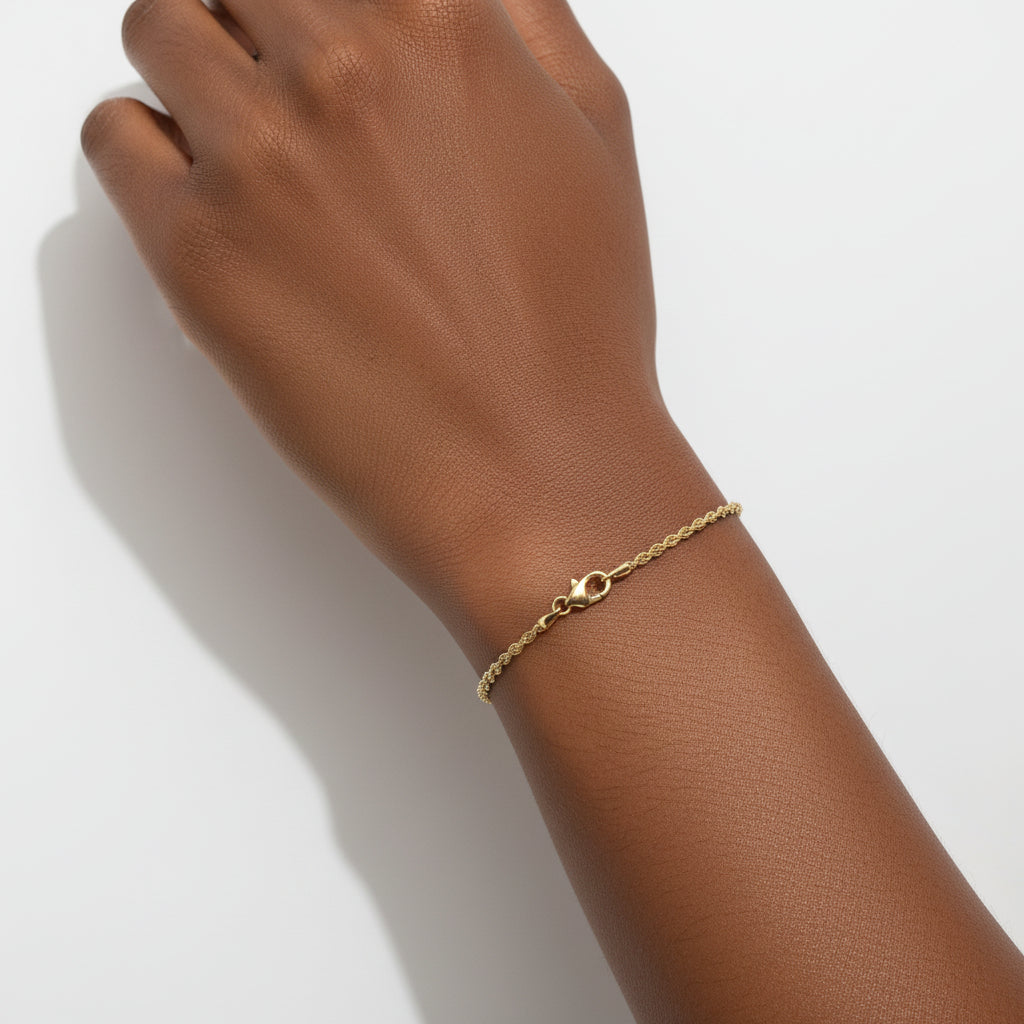 Diamond-Cut Rope Chain Bracelet (10K Gold)