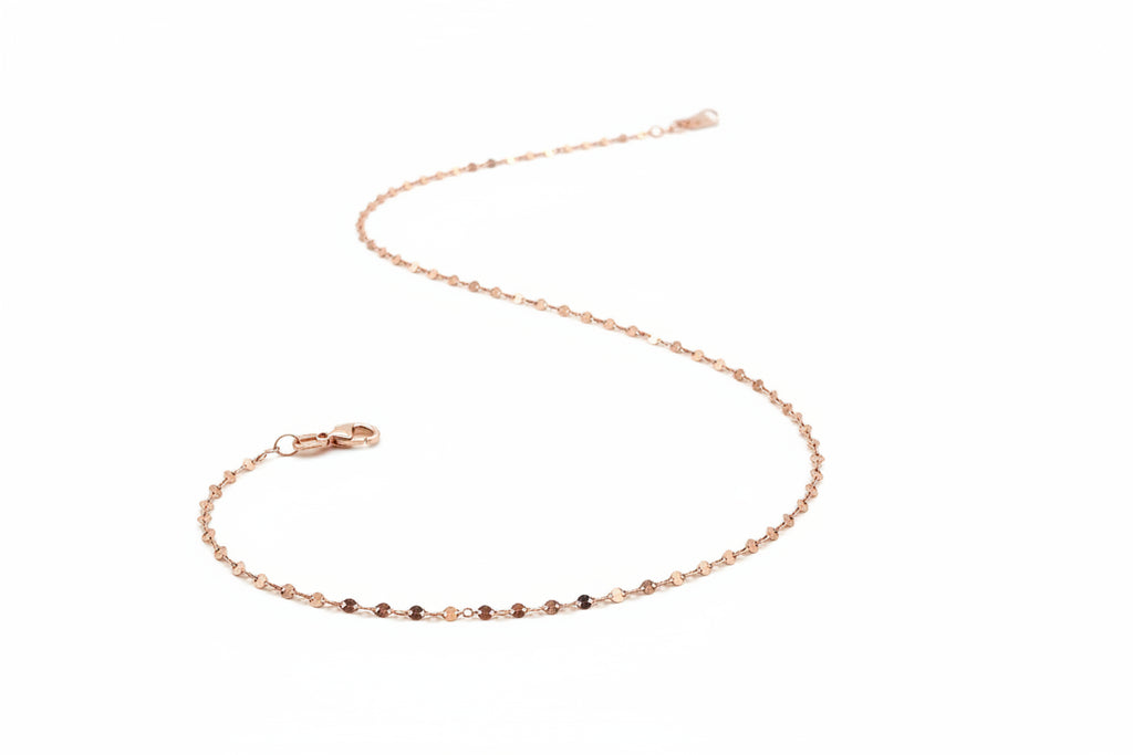 10K Rose Gold Mirror Station Chain (16”, 1.2 mm)