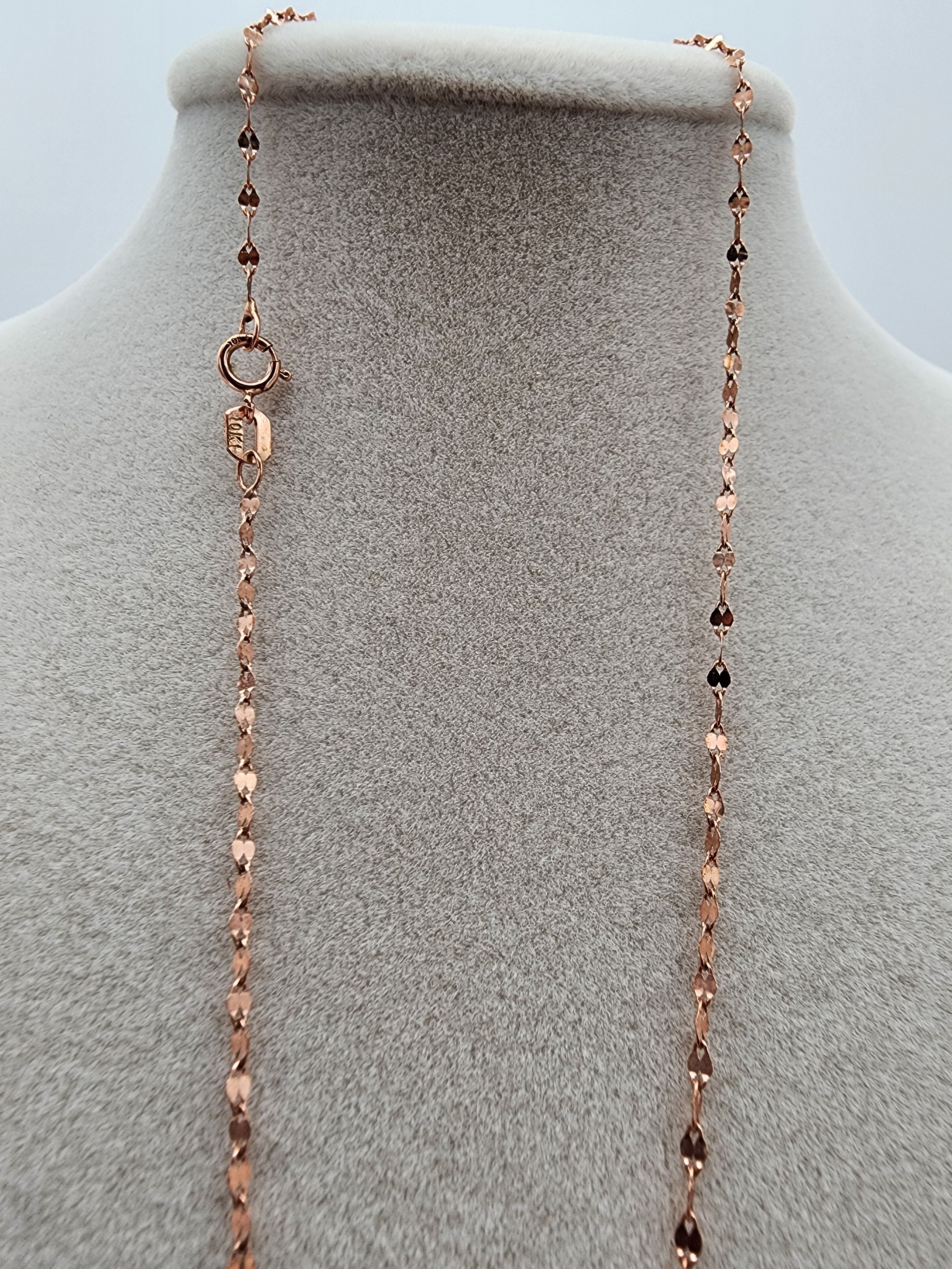 10K Rose Gold Mirror Station Chain (16”, 1.2 mm)