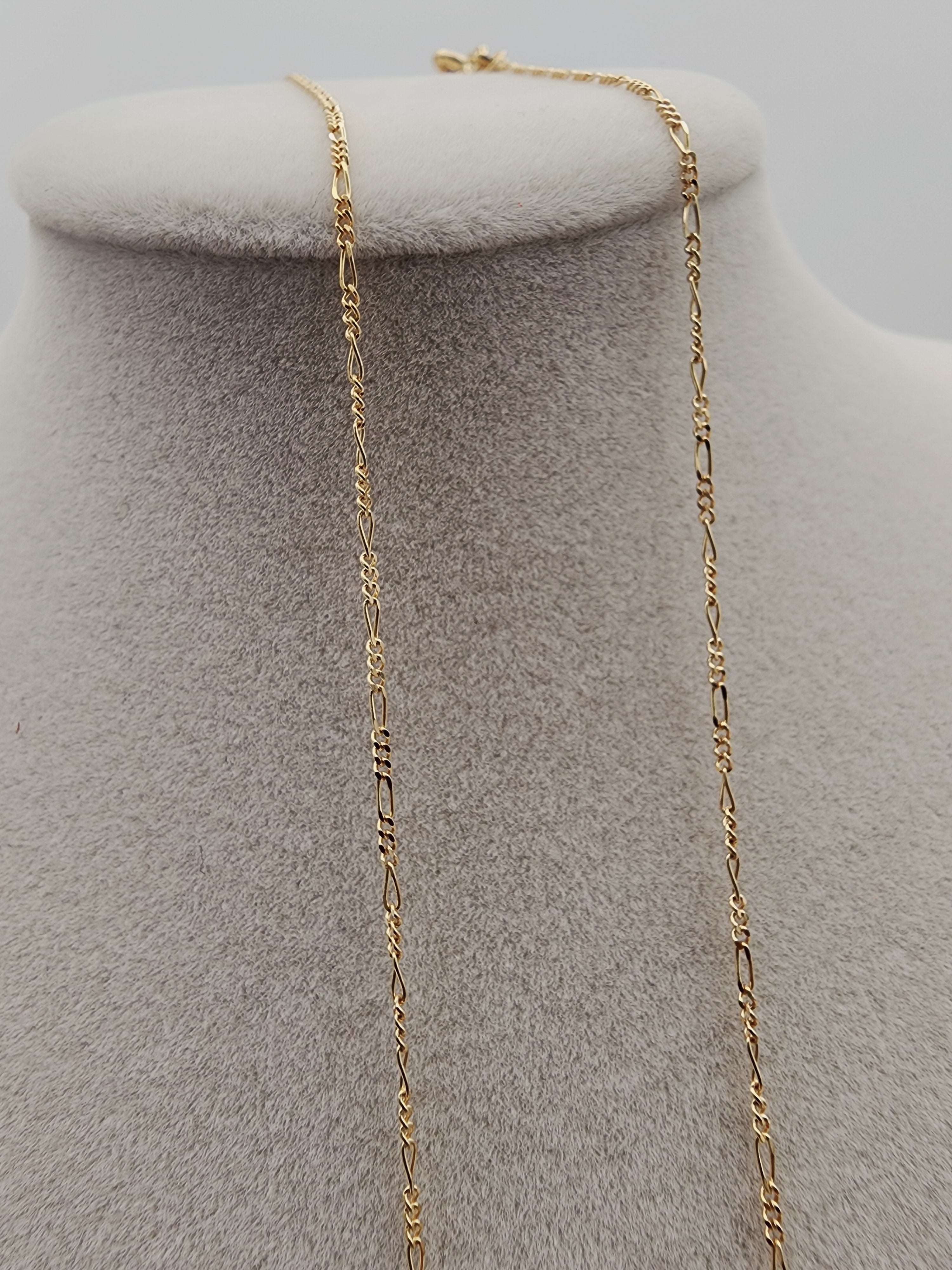10K Yellow Gold Figaro Chain (1.2 mm, 18”)