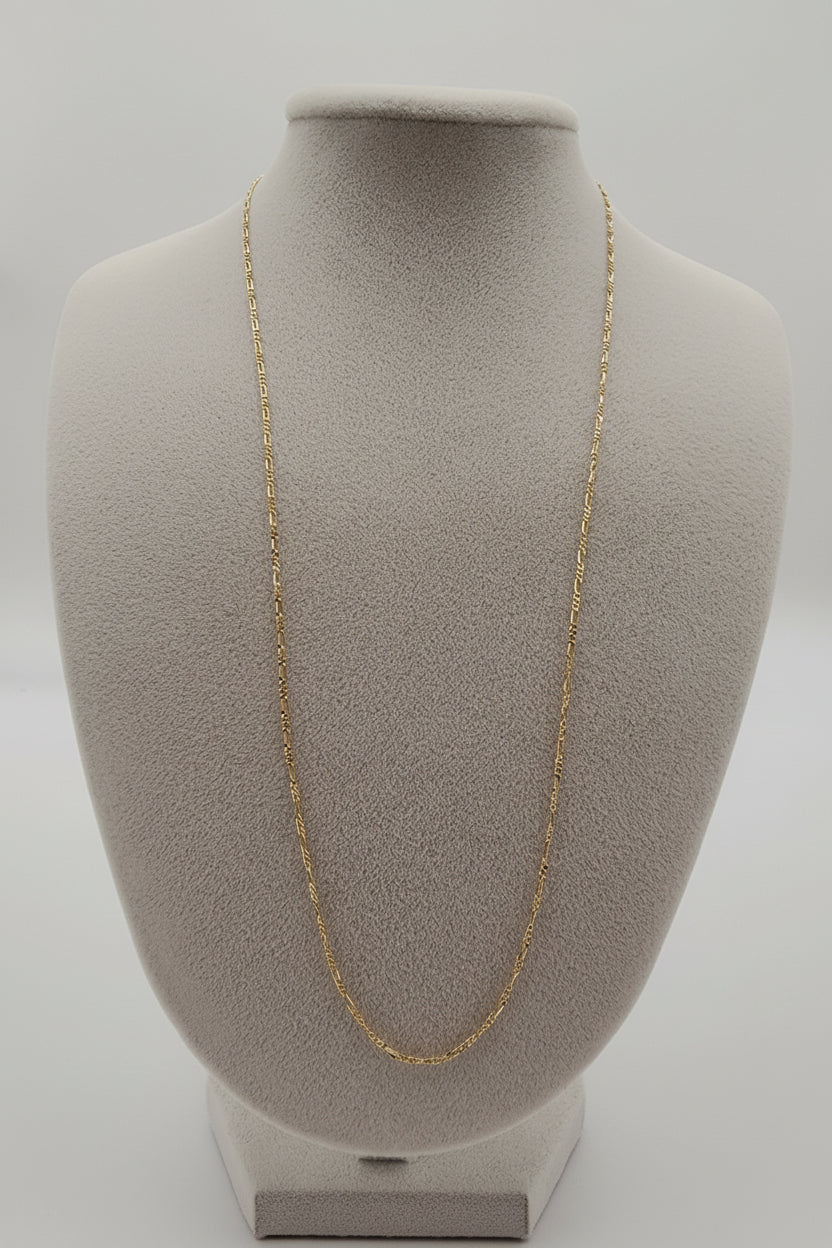10K Yellow Gold Figaro Chain (1.2 mm, 18”)