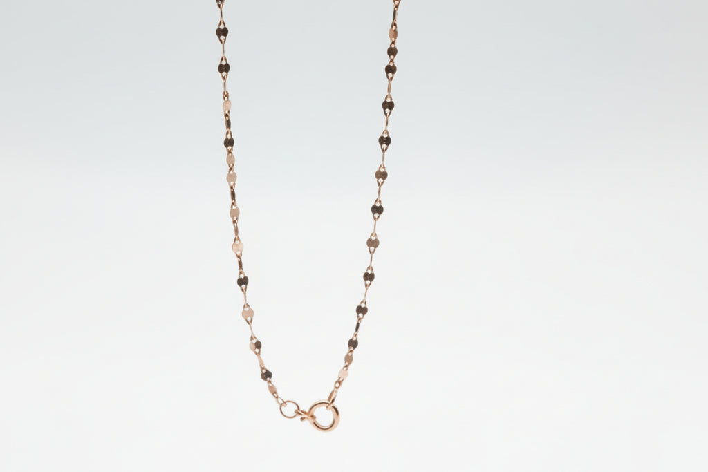 10K Rose Gold mirror station chain Bracelet (7”, 1.1 mm)
