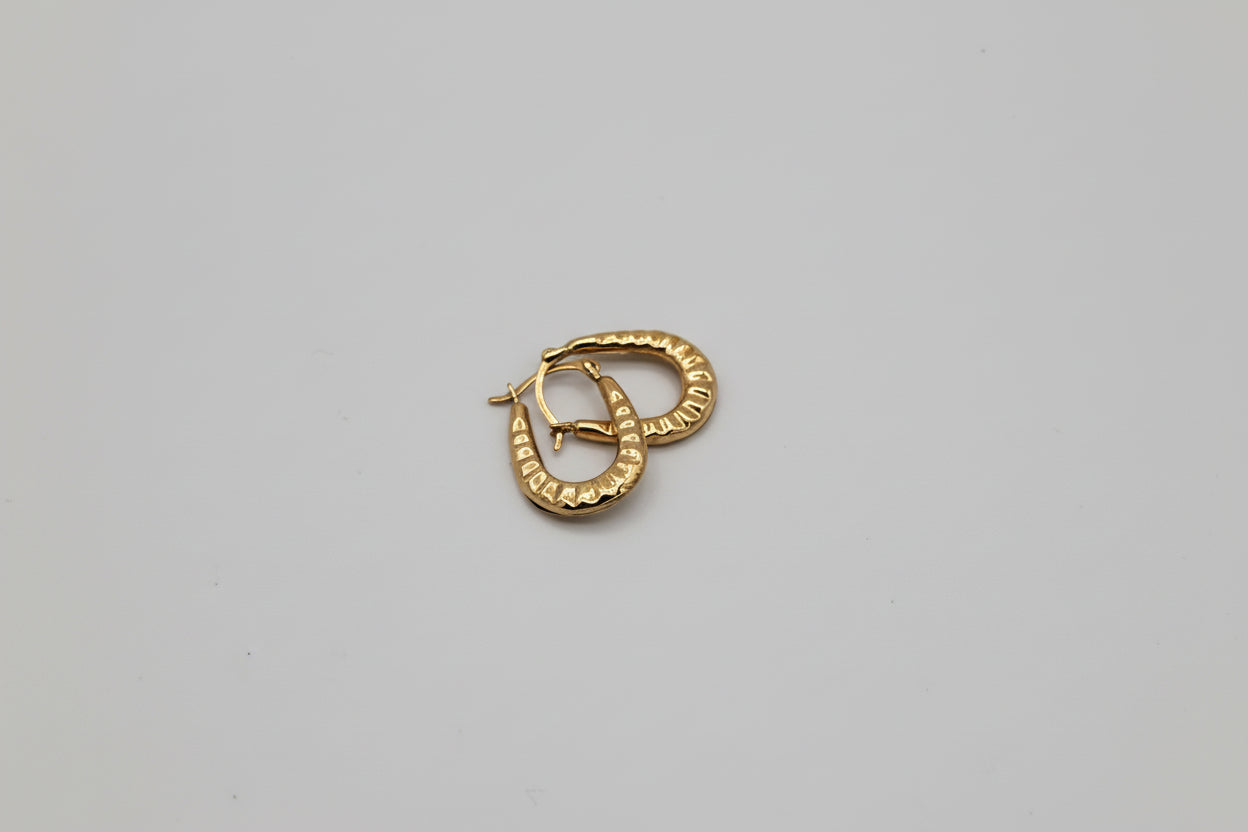 10K Ribbed Mini Hoop Earrings