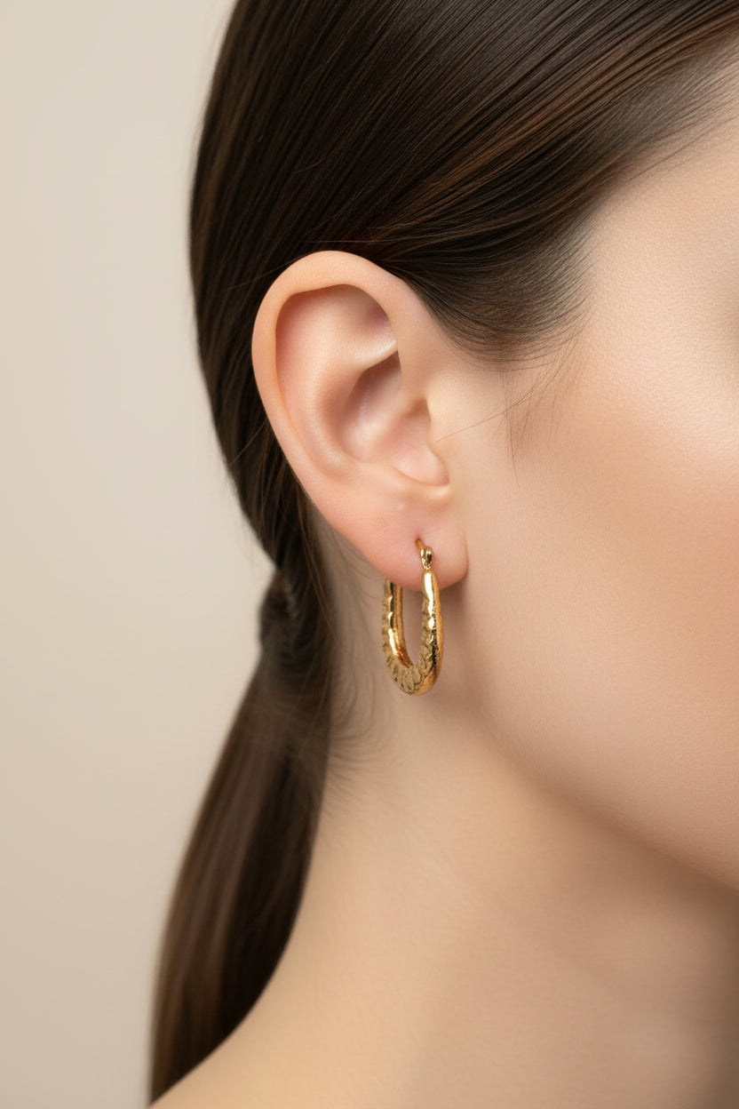 10K Ribbed Mini Hoop Earrings