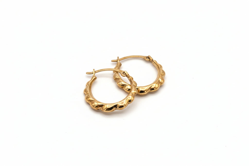 10K Gold Petite Hoop Earrings (Textured Finish)