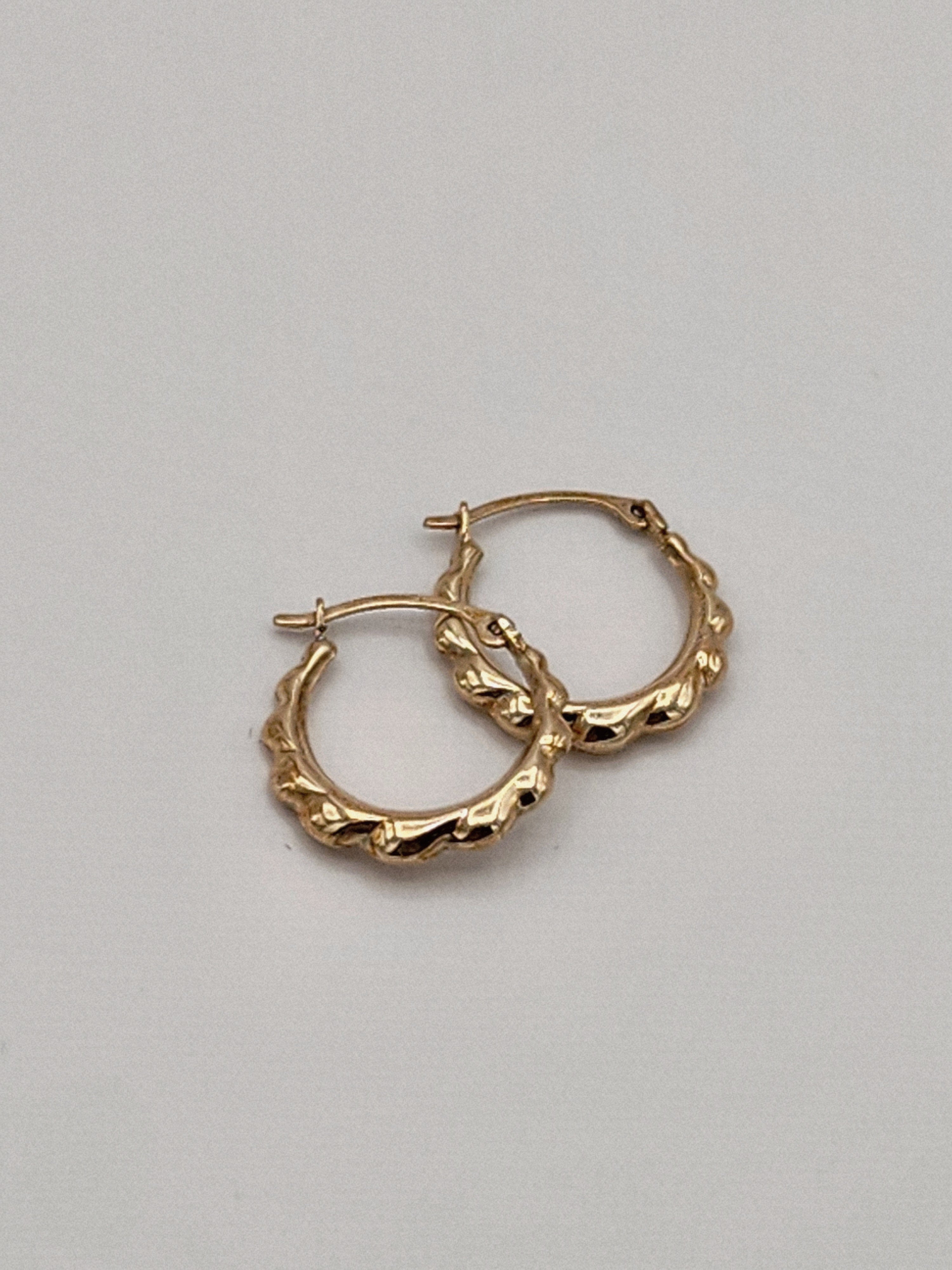10K Gold Petite Hoop Earrings (Textured Finish)