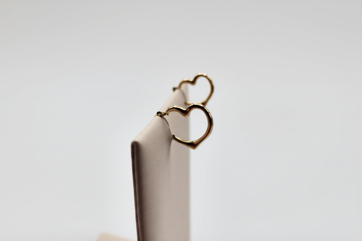 14K Gold Heart Hoop Earrings