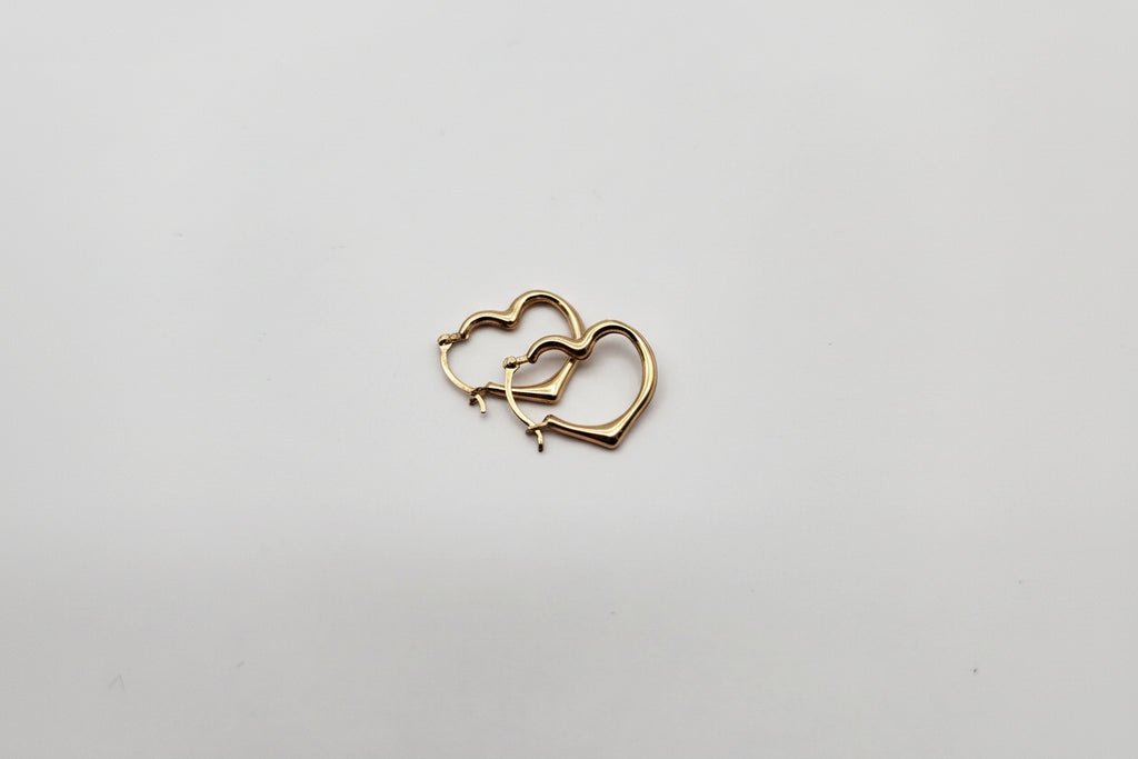 14K Gold Heart Hoop Earrings