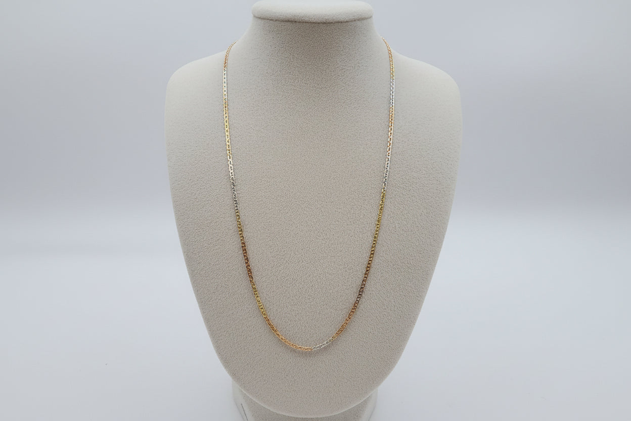 Tricolor Sterling Silver Box Chain (20”, 1.6 mm)