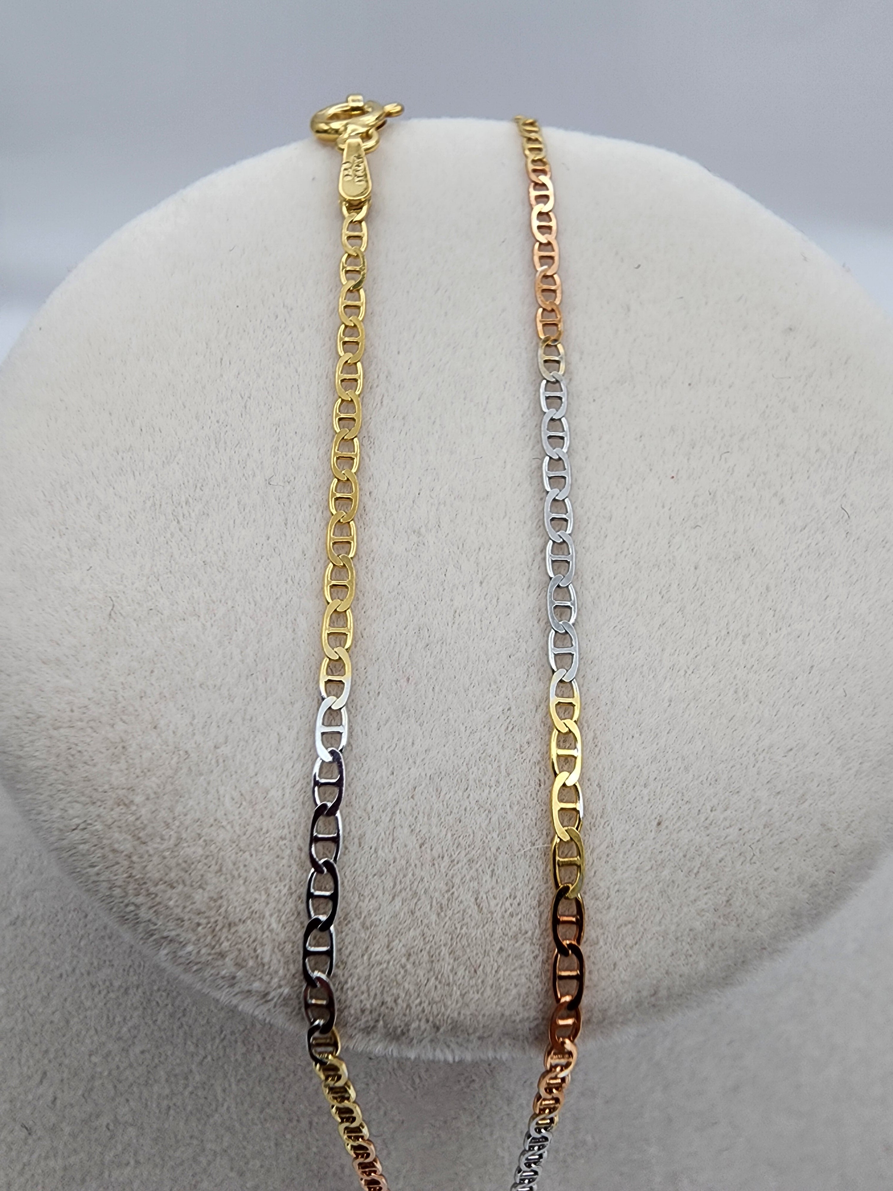 Tricolor Sterling Silver Box Chain (20”, 1.6 mm)