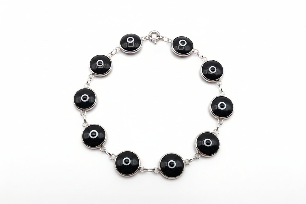 Sterling Silver Evil Eye Bracelet (7.5”, 9.9 mm)