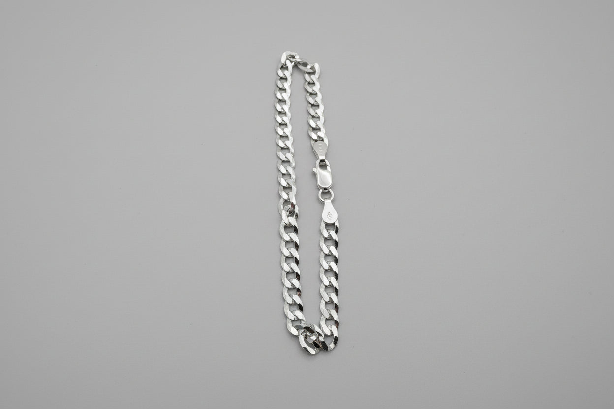 Sterling Silver Curb Bracelet (7.5”, 4.6 mm)