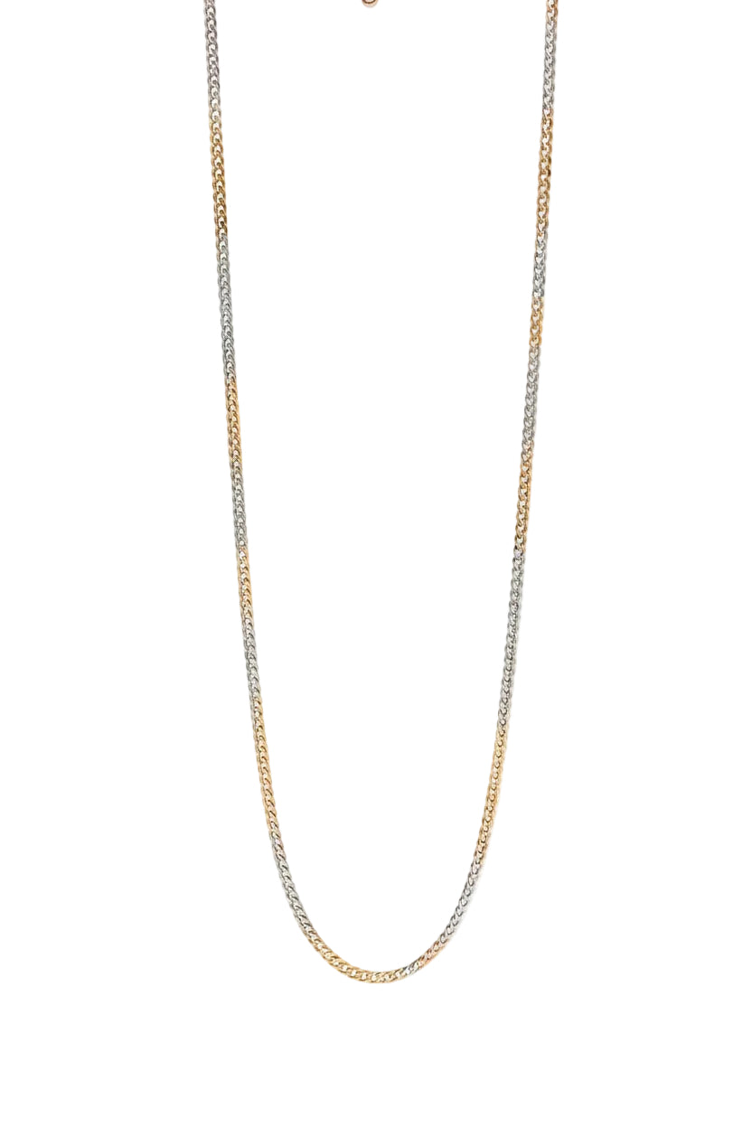 Sterling Silver Tricolor Curb Chain  (16”, 2.6 mm)