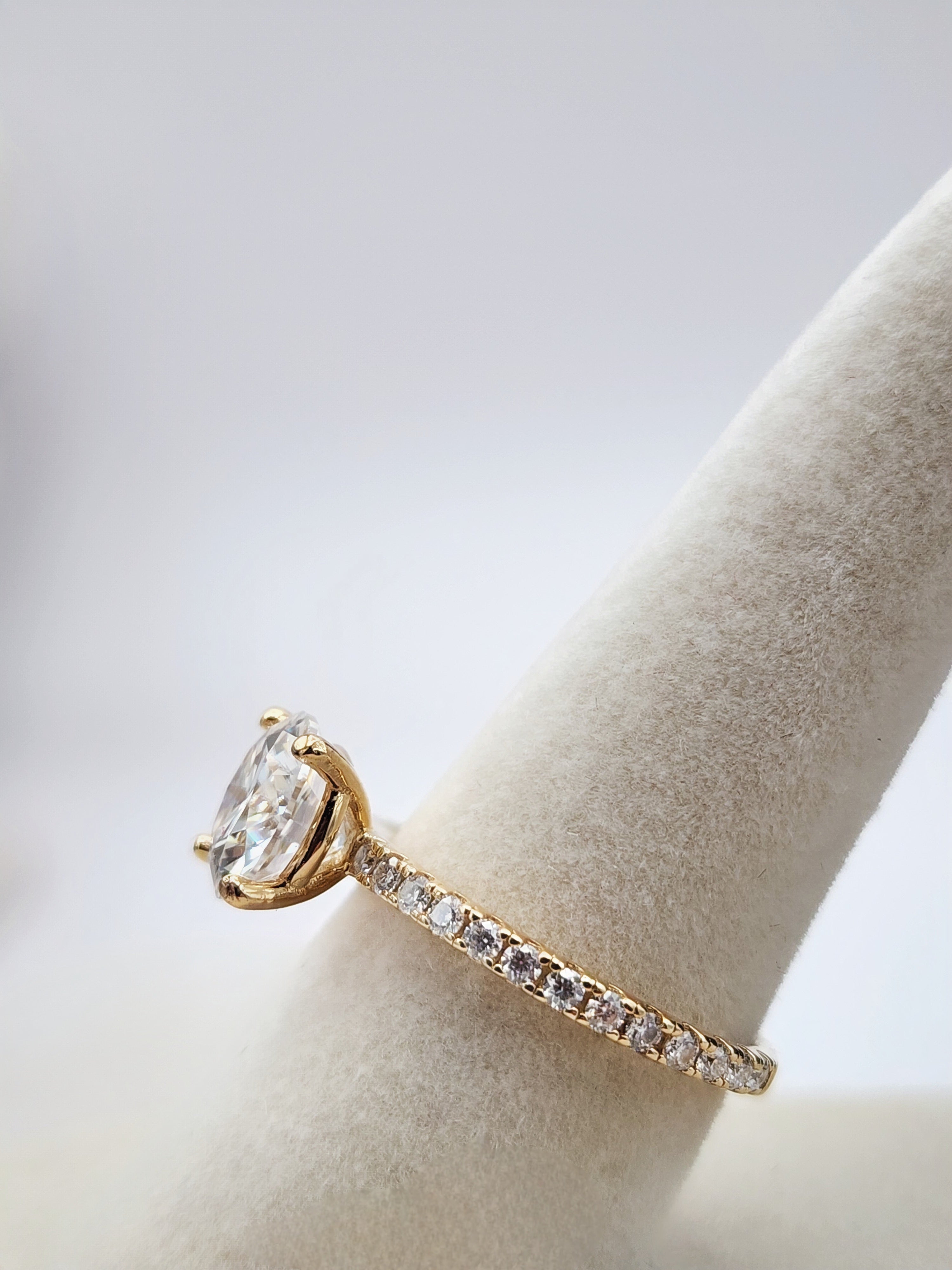 Sterling Silver Gold-Plated Moissanite Ring (8 mm, Size 6)