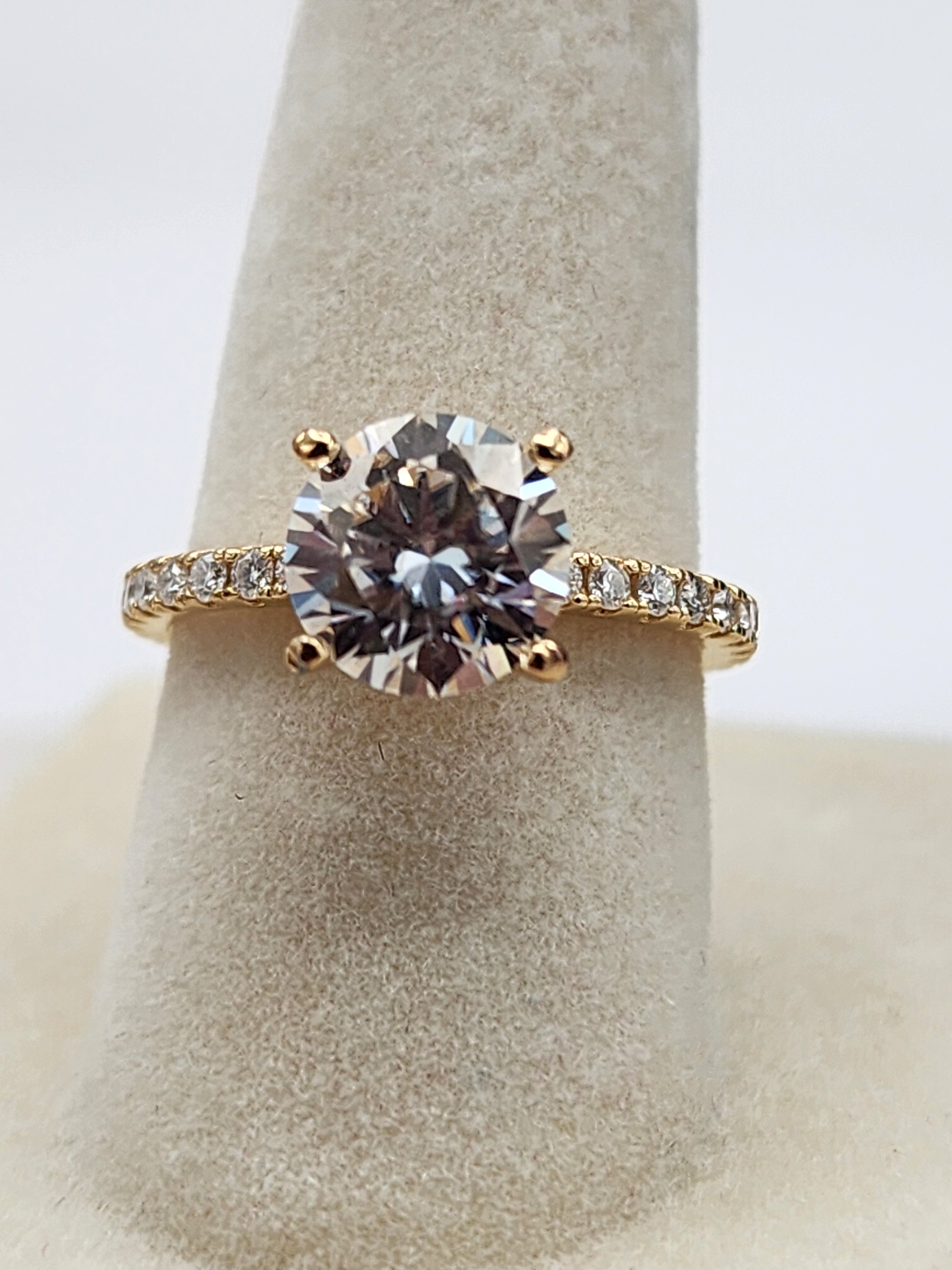 Sterling Silver Gold-Plated Moissanite Ring (8 mm, Size 6)