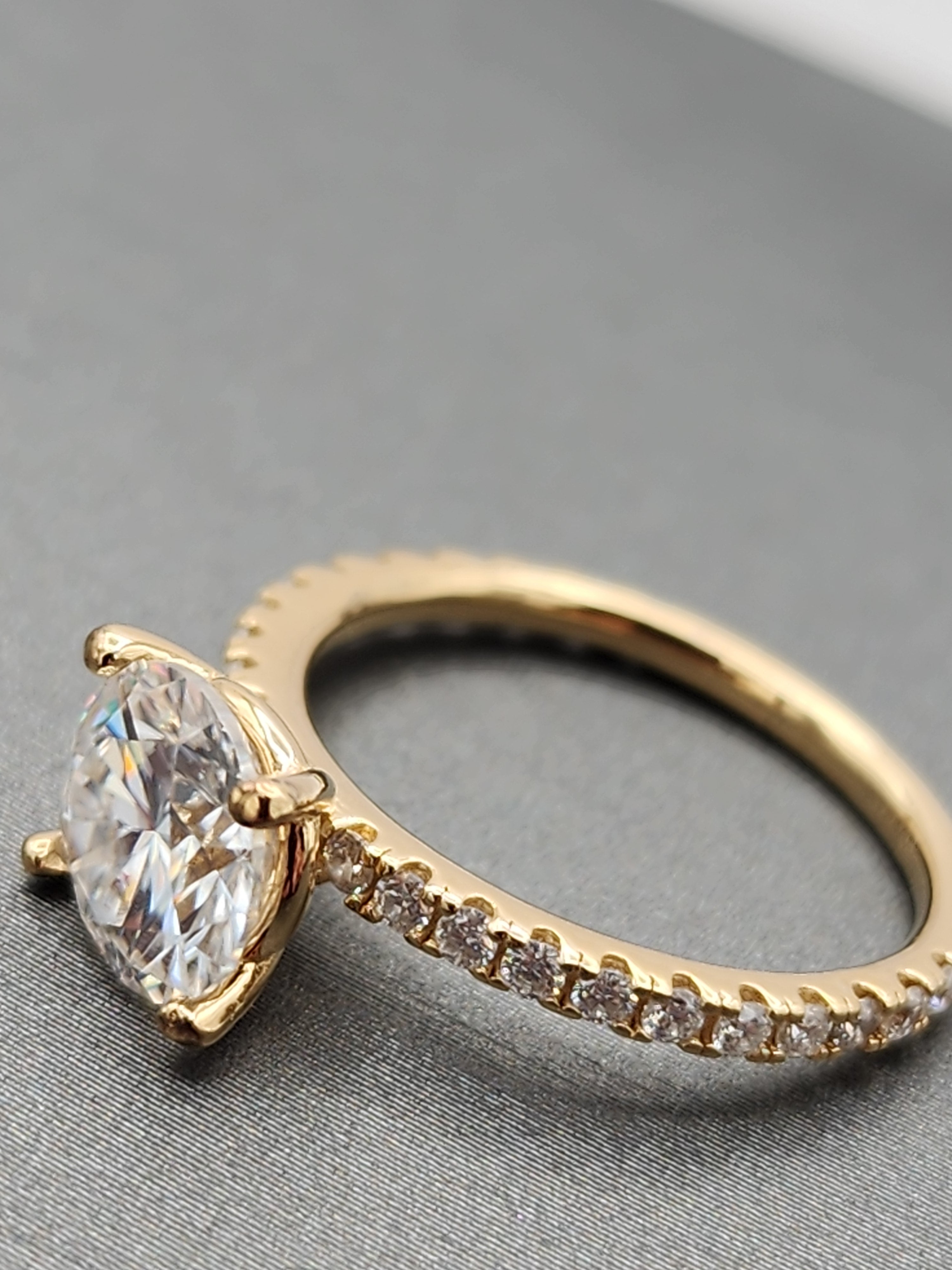 Sterling Silver Gold-Plated Moissanite Ring (8 mm, Size 6)