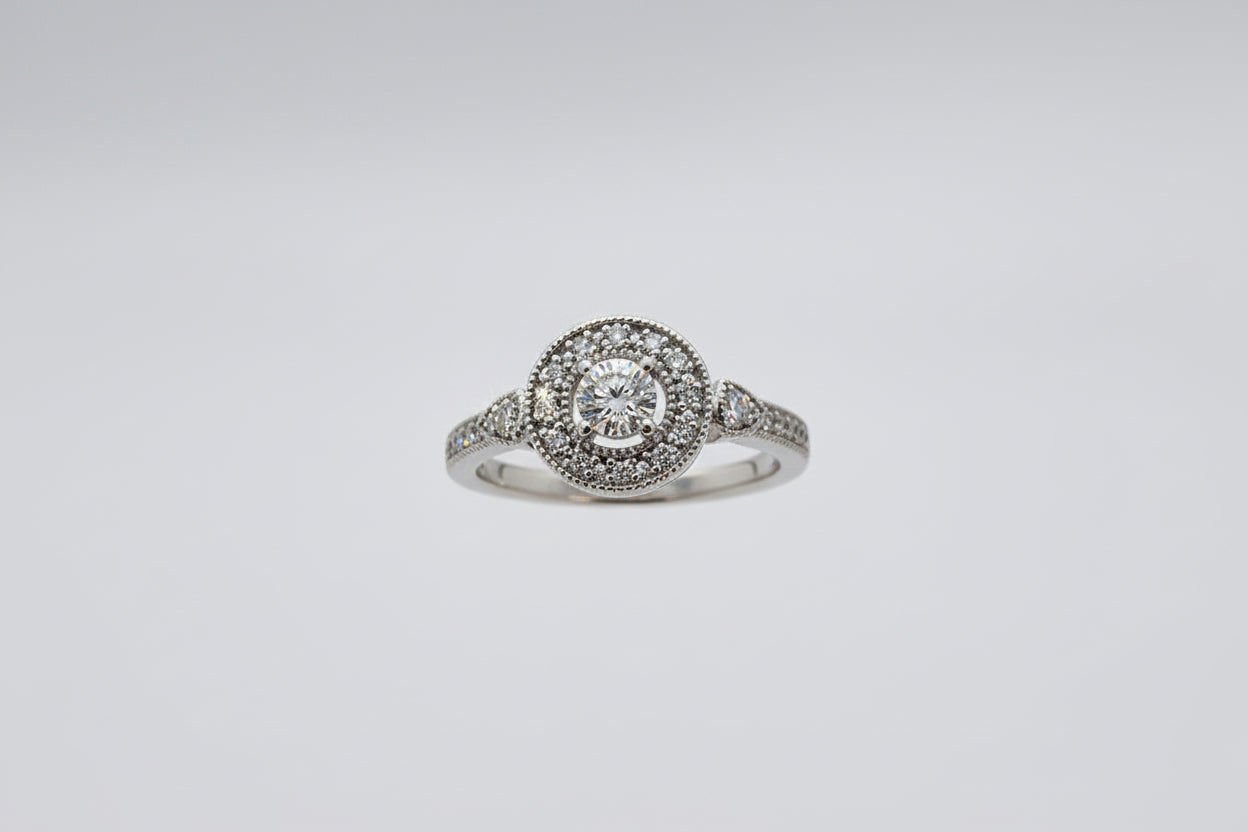 Sterling Silver Round Diamond Accent  (1/20 CTW, Size 7)