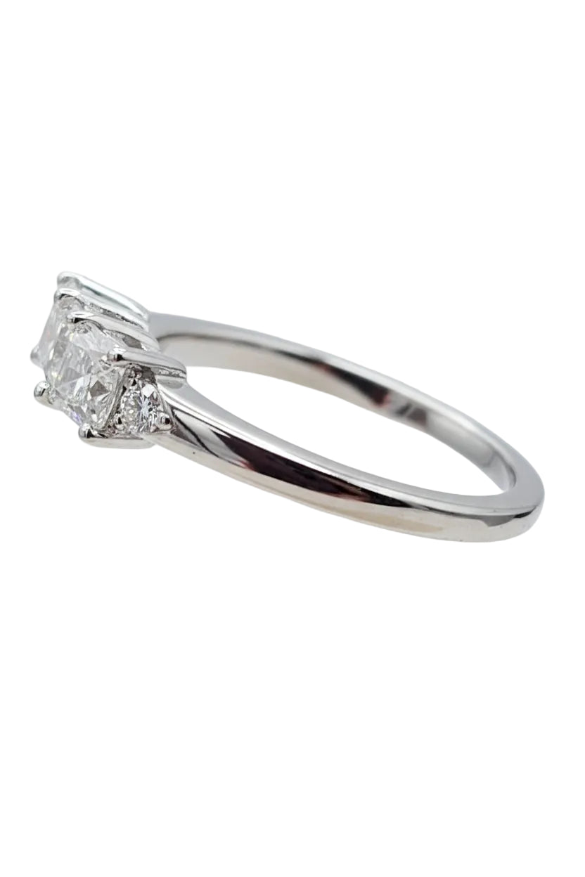 Sterling Silver Three-Stone Moissanite Ring (4.75 CTW, Size 5)