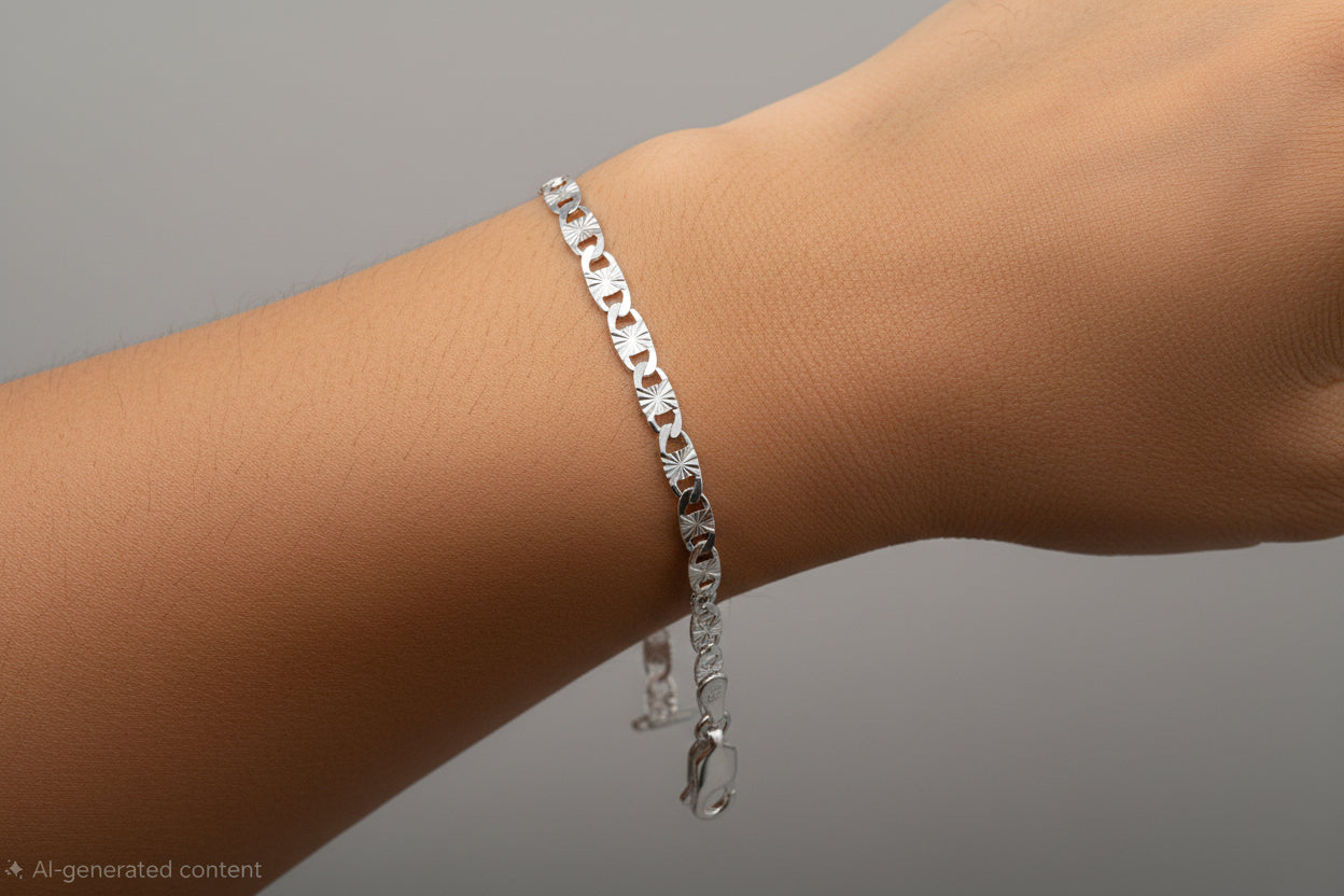 Sterling Silver Valentino bracelet (6.5”, 3 mm)