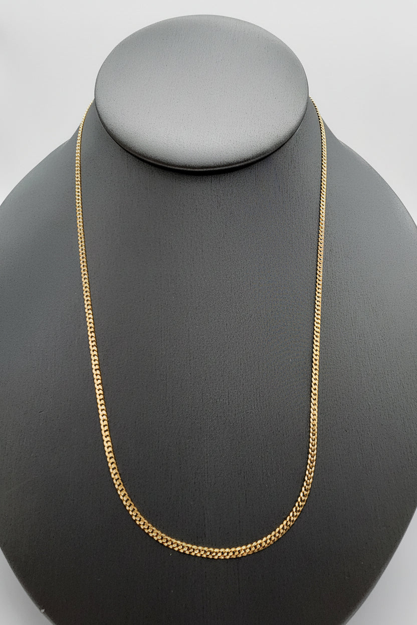 Sterling Silver Gold-Plated Flat Curb Chain (18”, 2.1 mm)