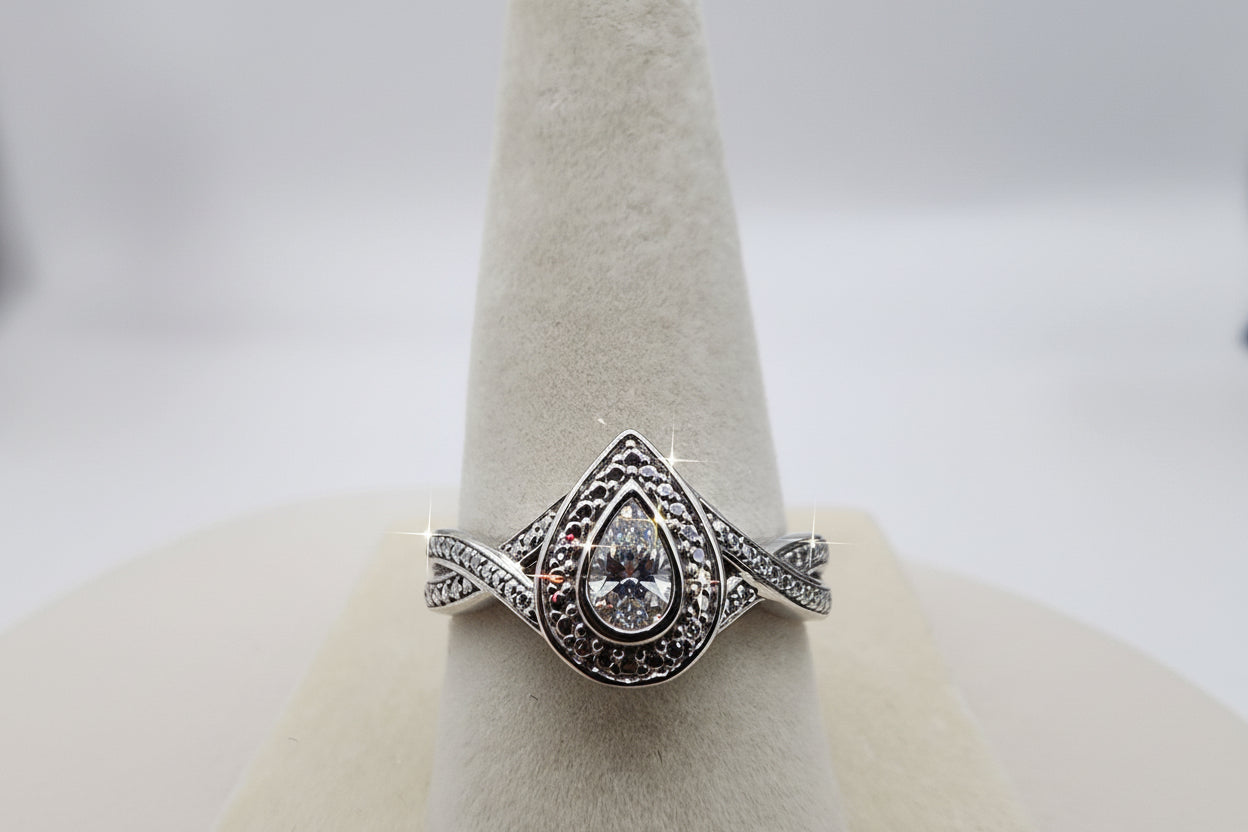 Sterling Silver Pear-Shaped Natural Diamond Ring (0.01 CTW, Size 7)