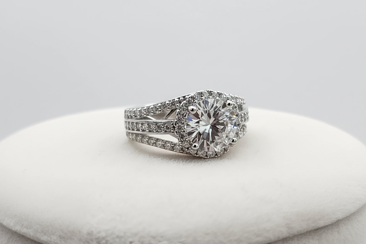 Sterling Silver Moissanite Statement Ring (5.08 CTW, Size 5)