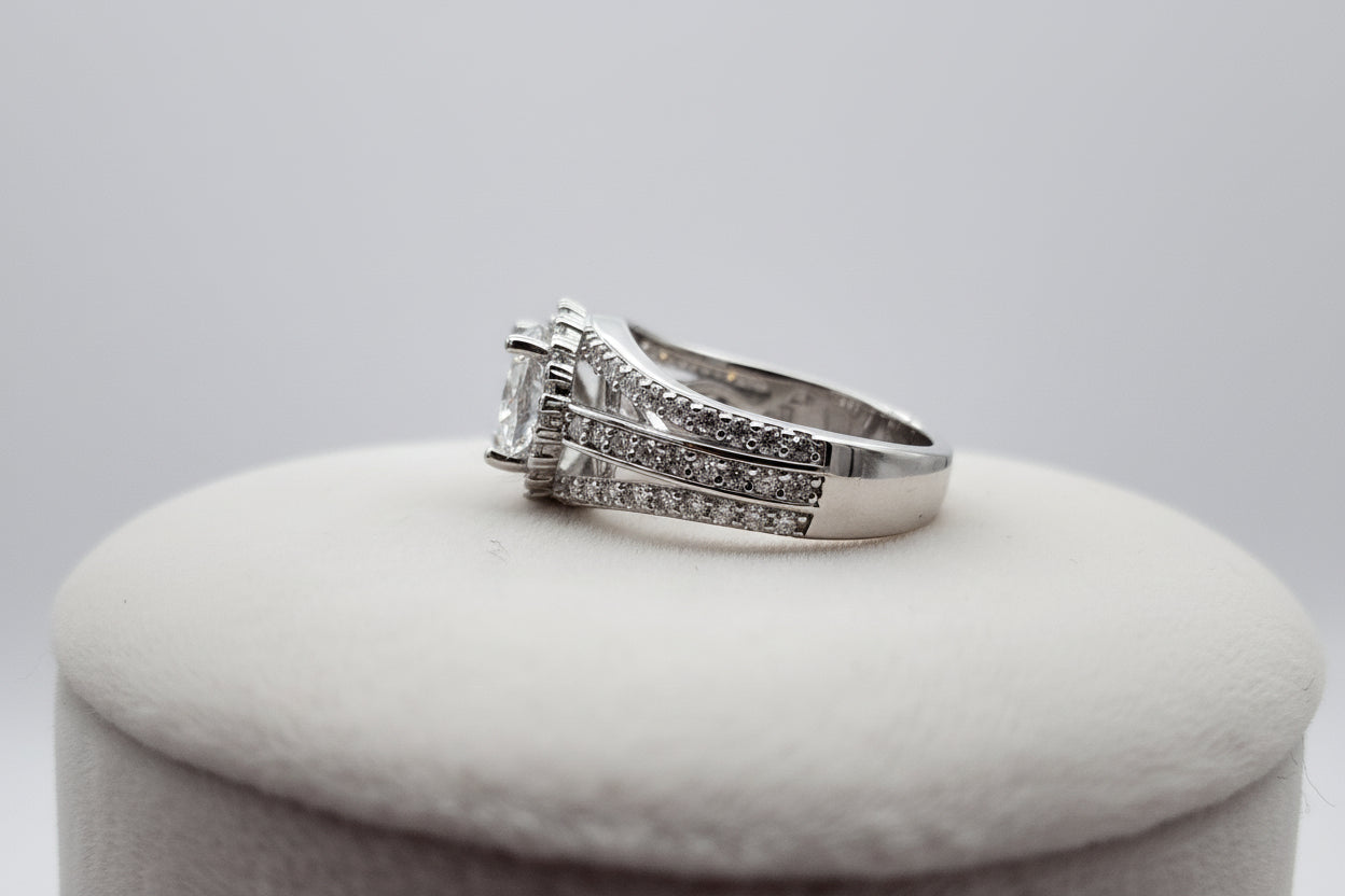 Sterling Silver Moissanite Statement Ring (5.08 CTW, Size 5)