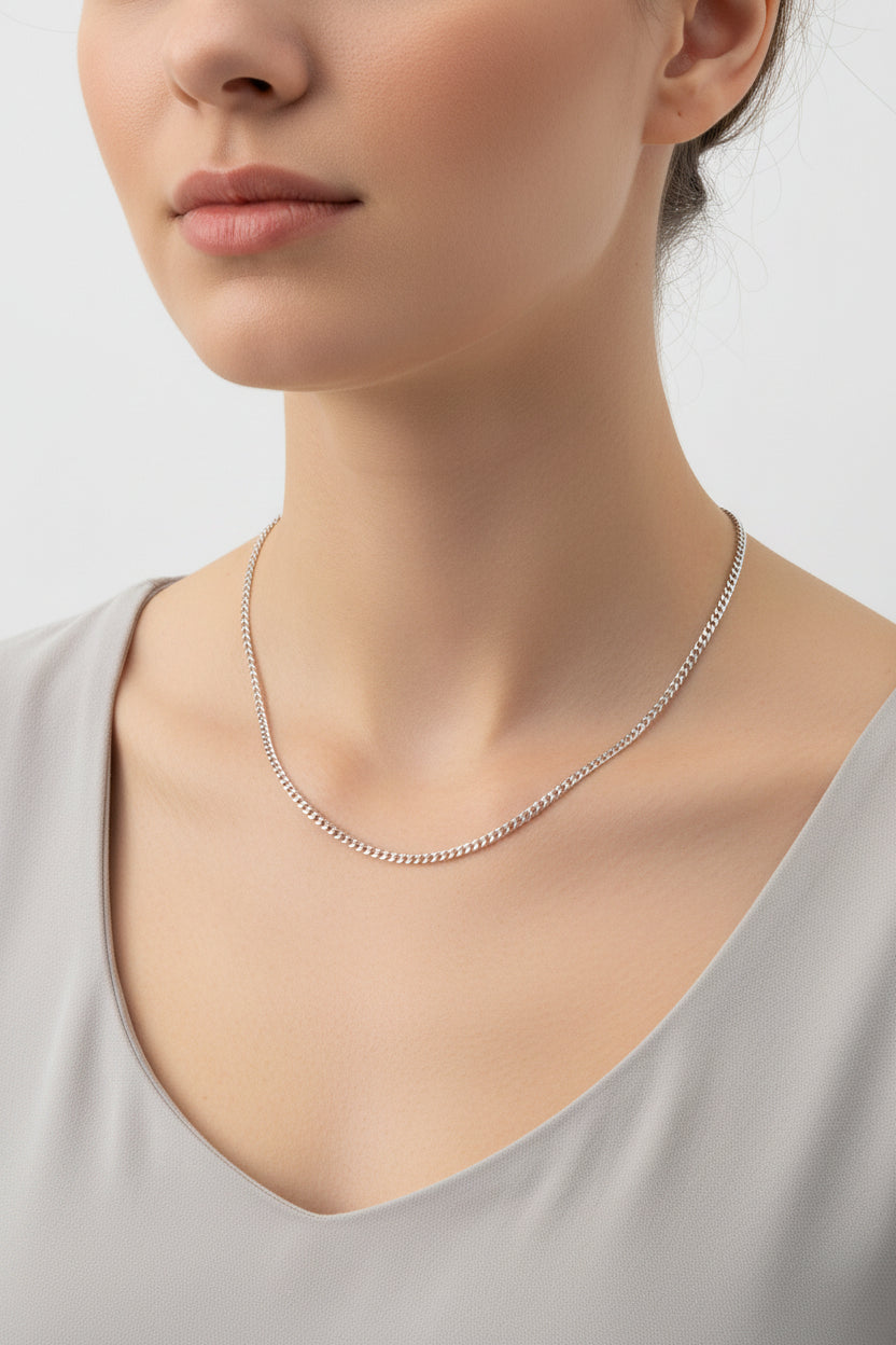 Sterling Silver Curb Link Chain (16”, 1.8 mm)