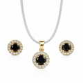 Mancerat Midnight Halo Jewelry Set – Sterling Silver (Pendant & Earrings)