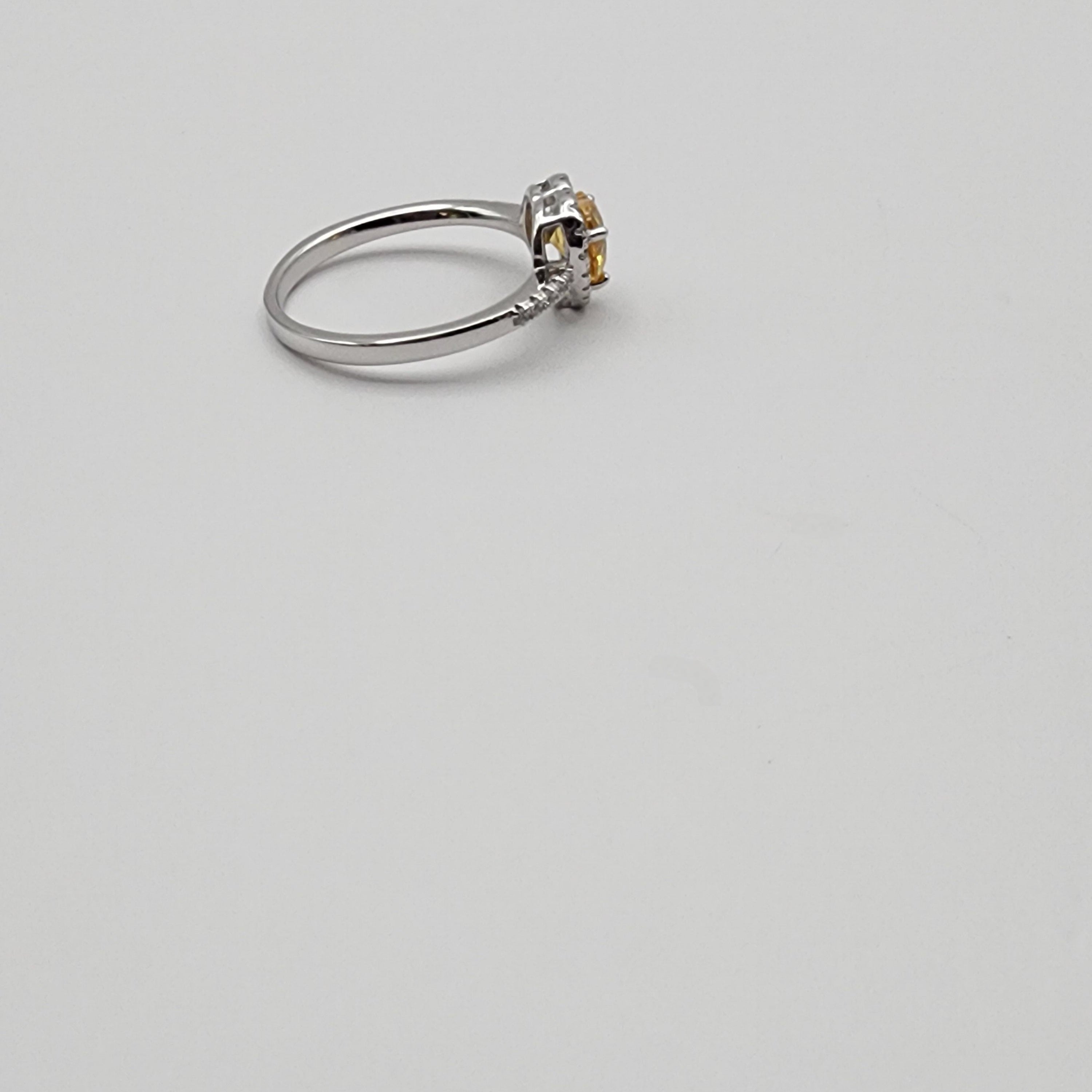 Golden Heart Halo Ring – Sterling Silver
