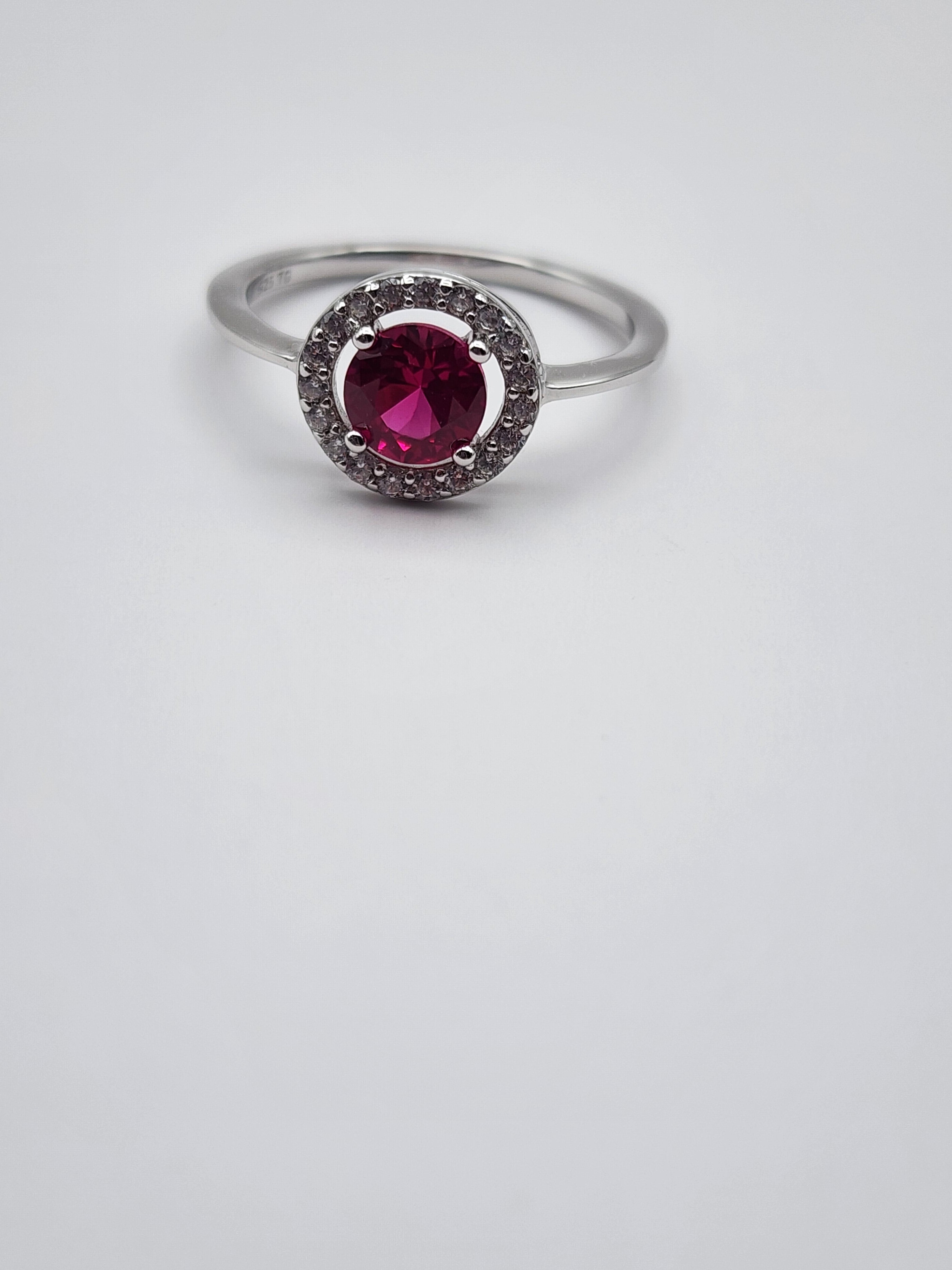 Radiance Halo Ring – Ruby (Round) | Sterling Silver