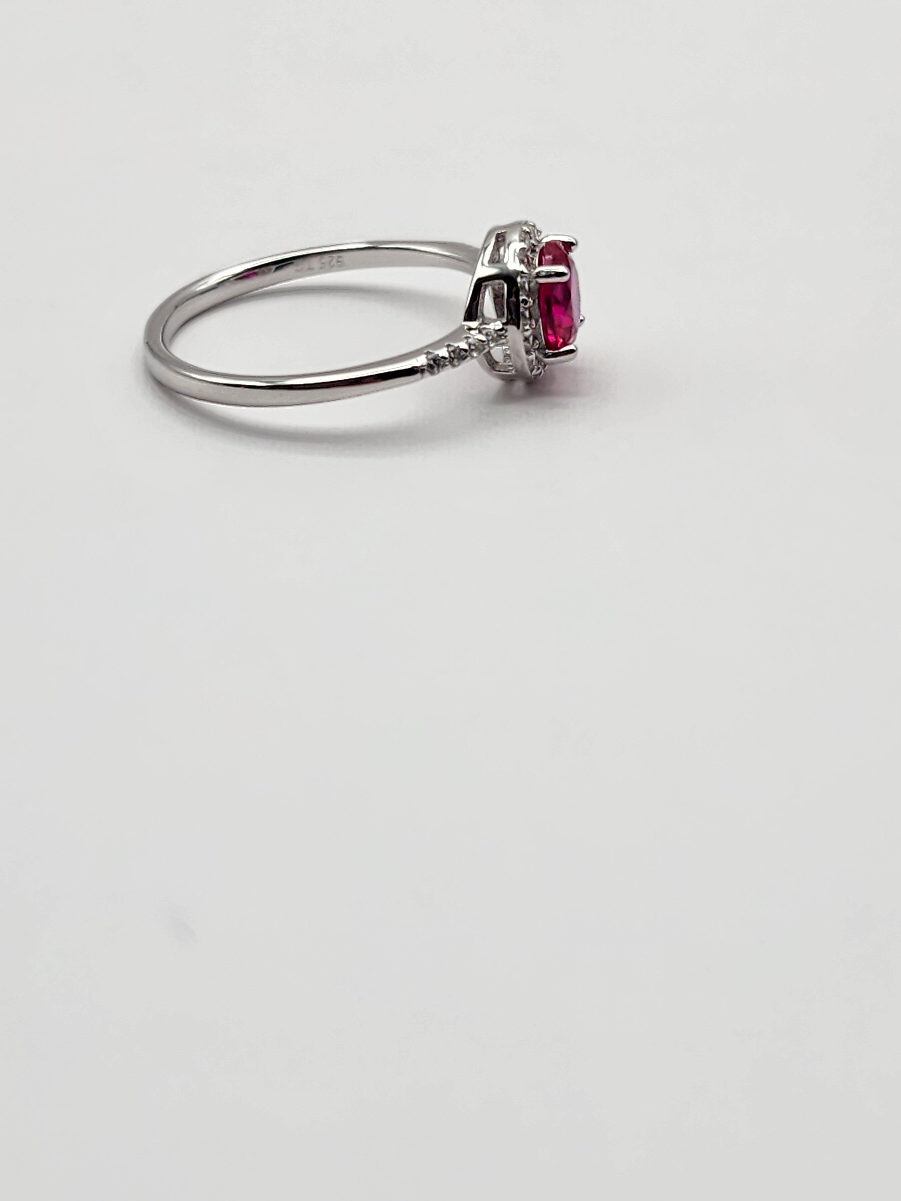 Radiance Halo Ring – Ruby (Round) | Sterling Silver