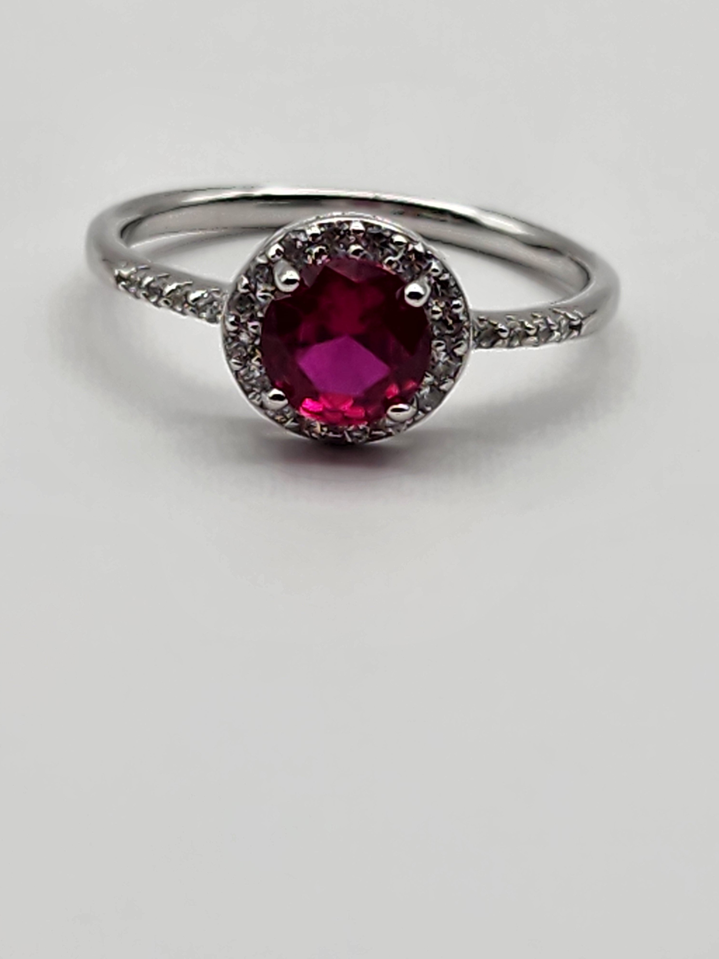 Radiance Halo Ring – Ruby (Round) | Sterling Silver