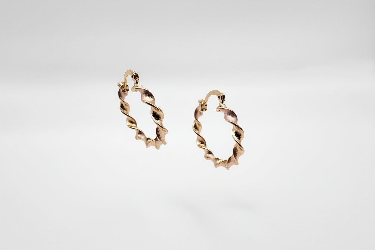 Mancerat Wave Hoop Earrings – 14K Gold Filled Textured Hoops (30mm)