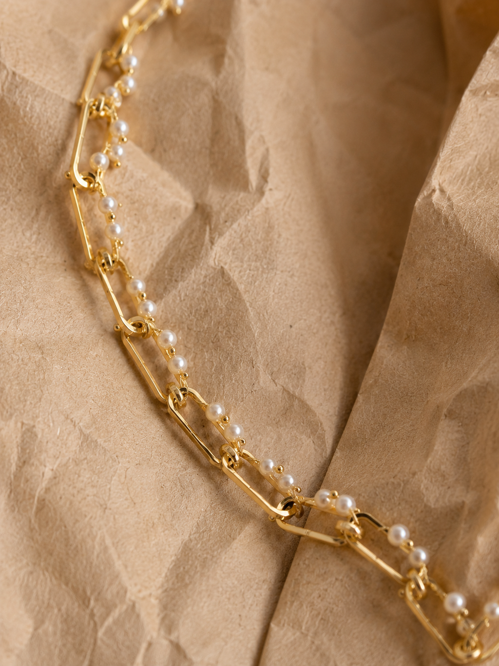 Pearl Paperclip Necklace | 18K Gold Filled
