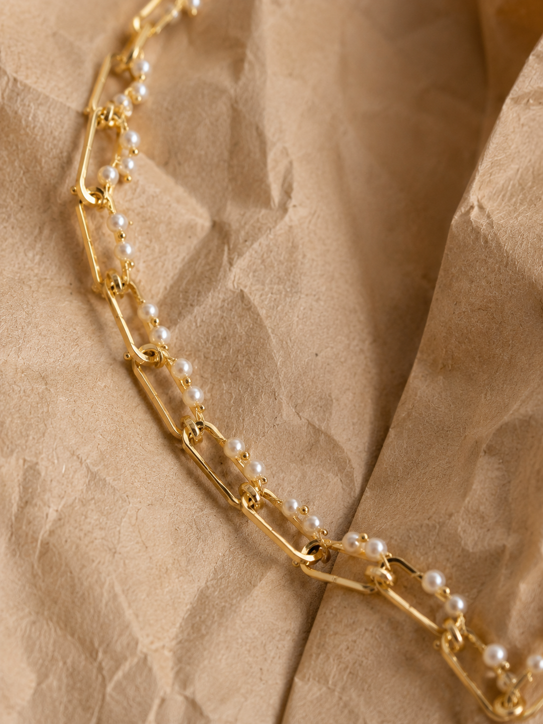 Pearl Paperclip Necklace | 18K Gold Filled