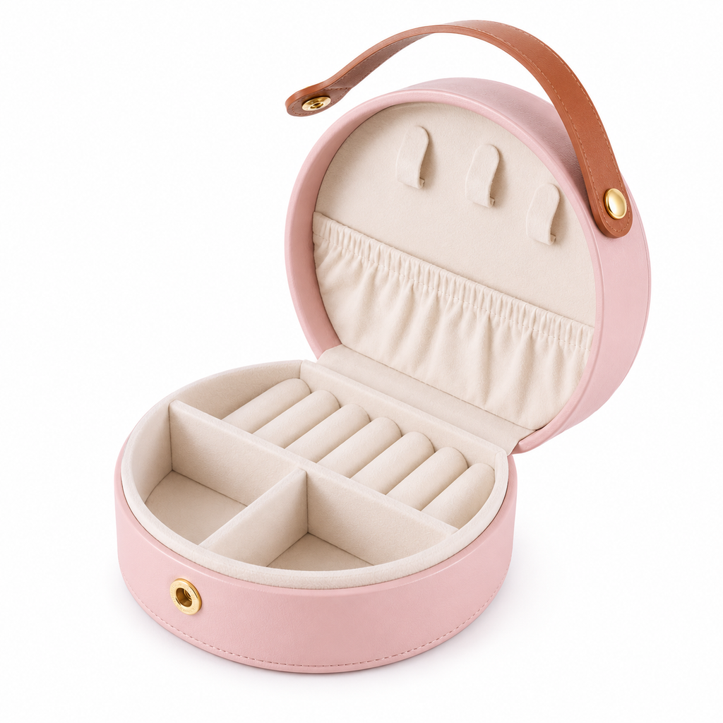 Mancerat Travel Jewelry Case – Compact Organizer (Pink)